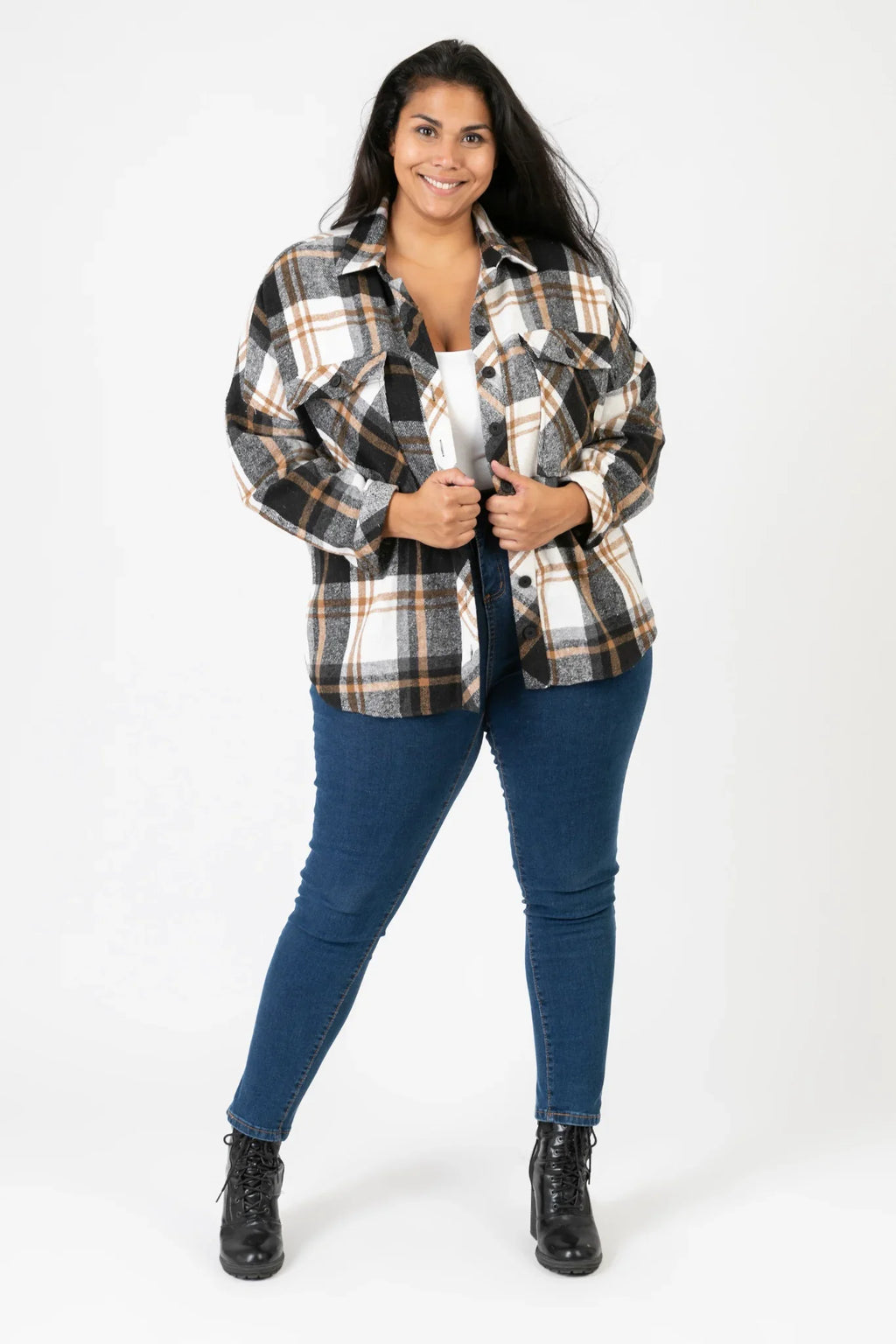 PMR C6650 Jacke, Schwarz-Weiß-Beige