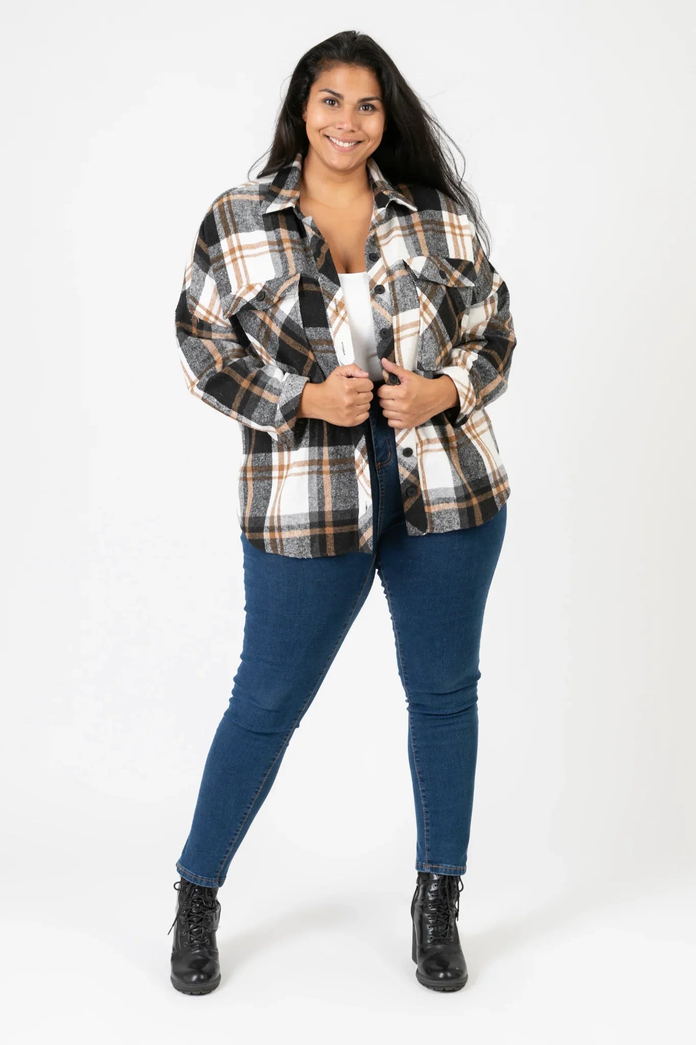 PMR C6650 Jacke, Schwarz-Weiß-Beige