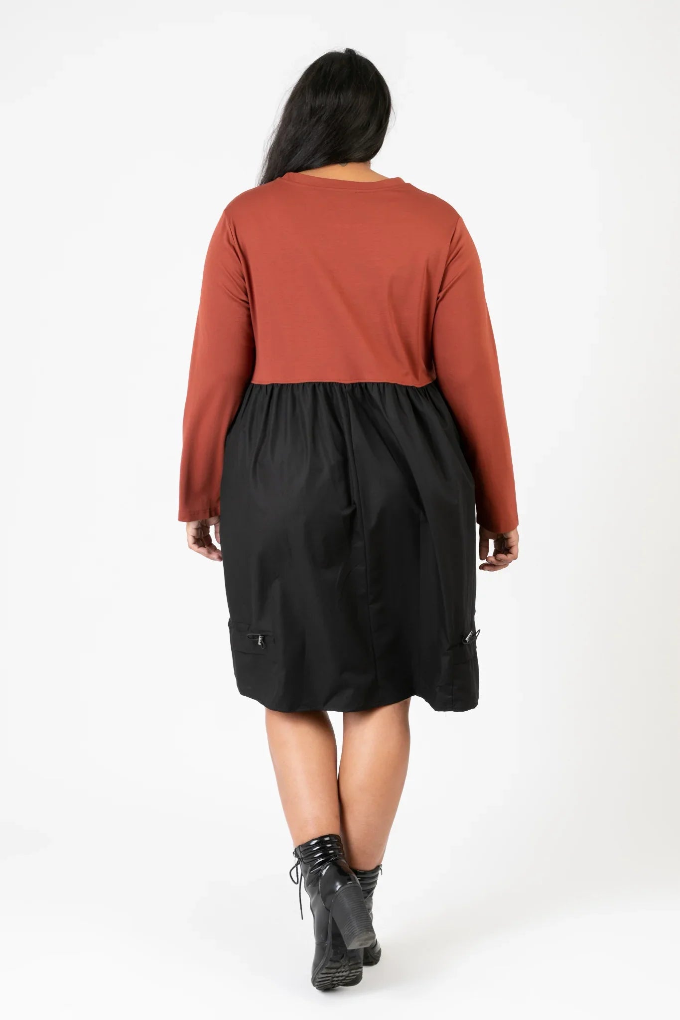 PMR C6652 Kleid, Rost-Schwarz-Silber