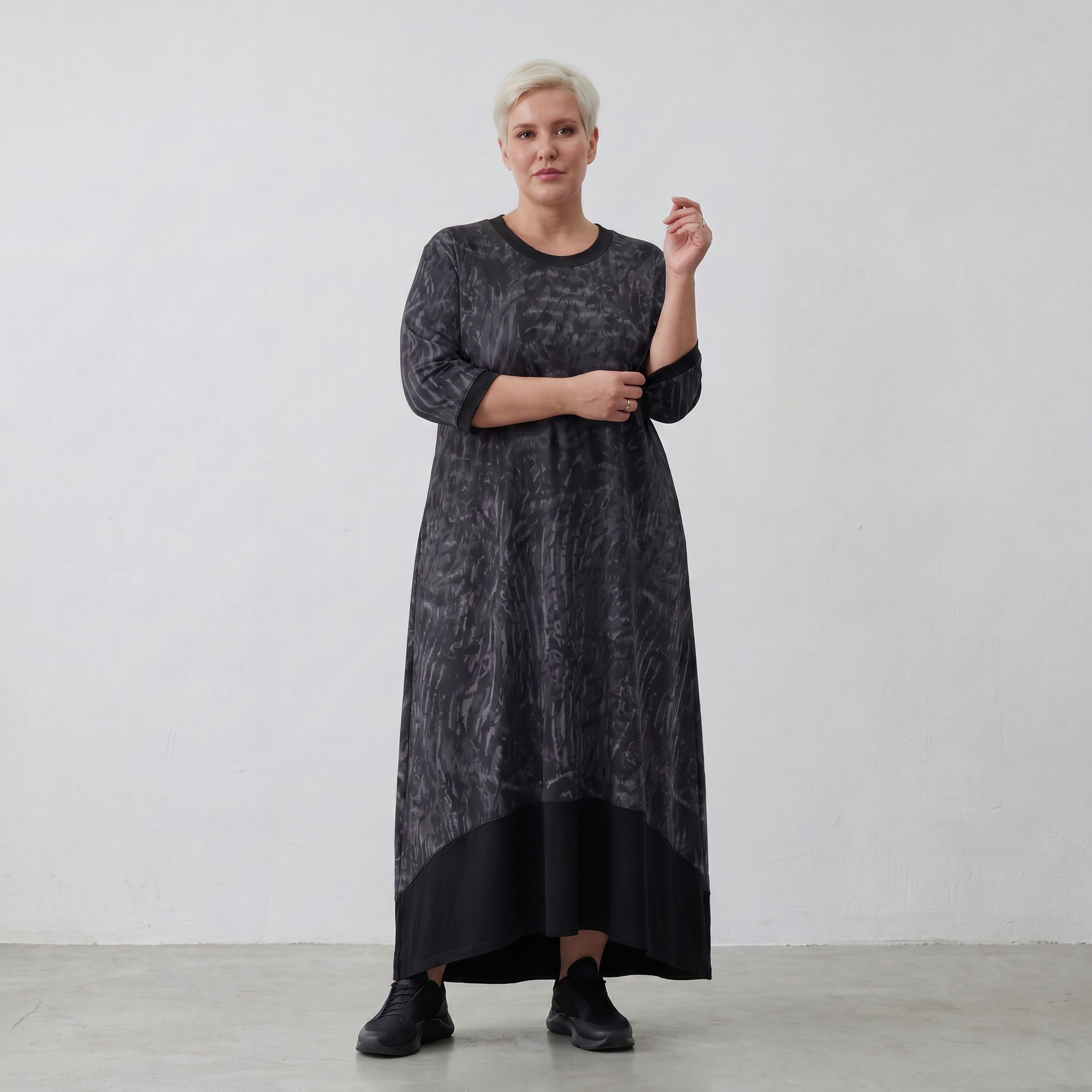 AKH Fashion Kleid 7235 Caramba, Dunkelgrau-Schwarz