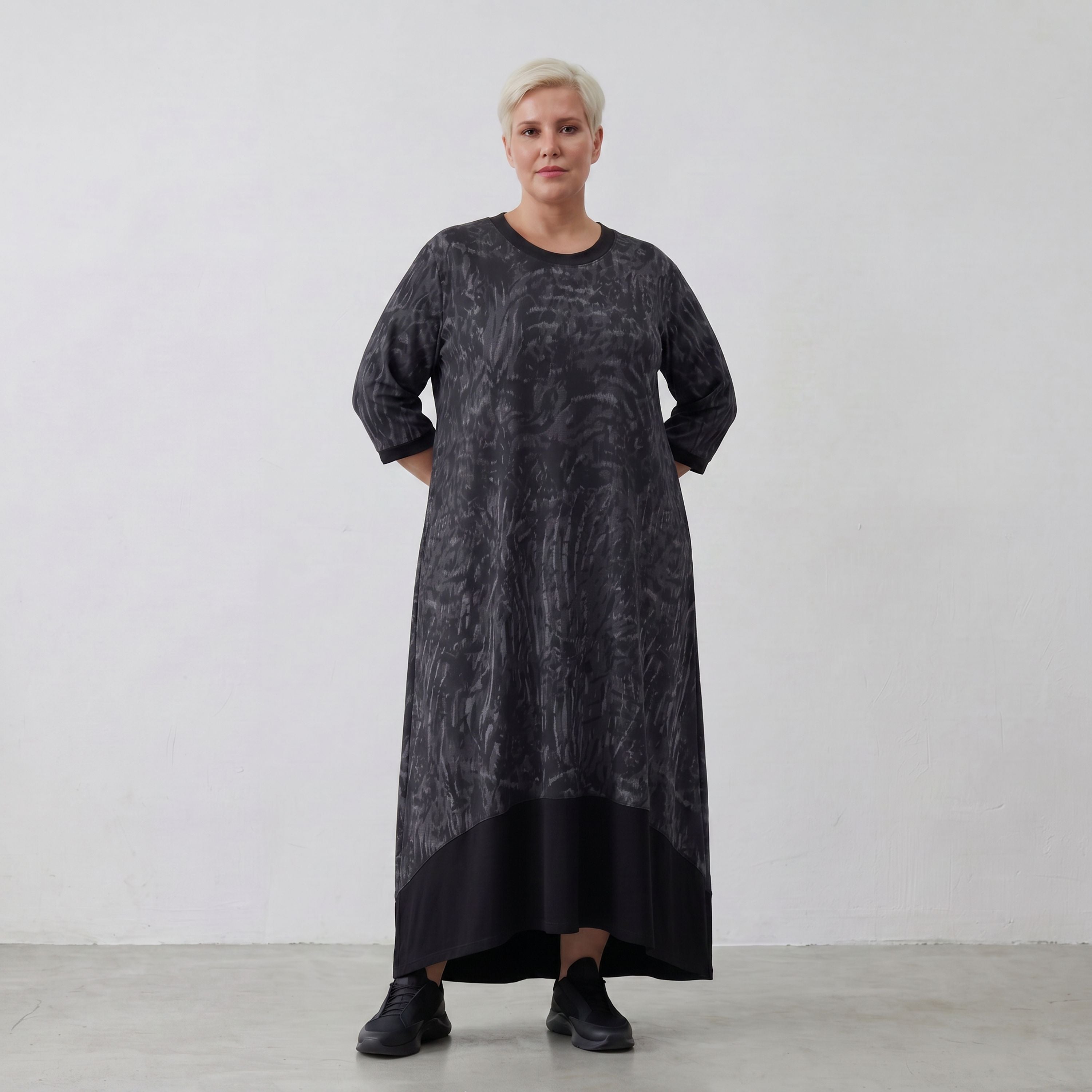 AKH Fashion Kleid 7235 Caramba, Dunkelgrau-Schwarz