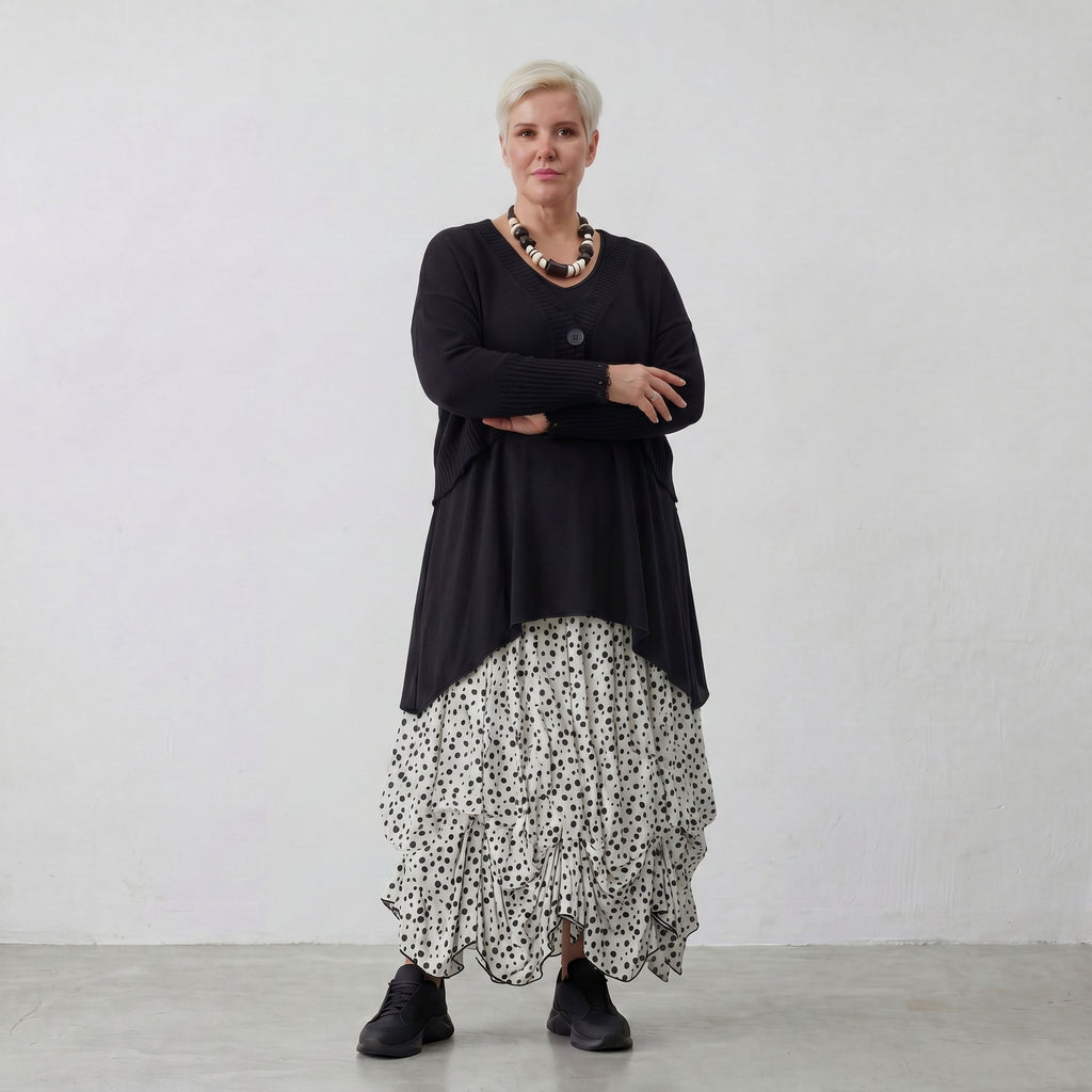 Jupe AKH 7559, blanc-noir