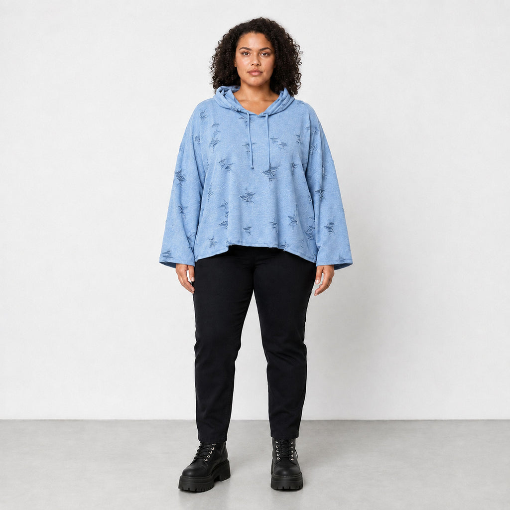 Papita · Hoody · DestroyedStar · 7253 · JeansBlue