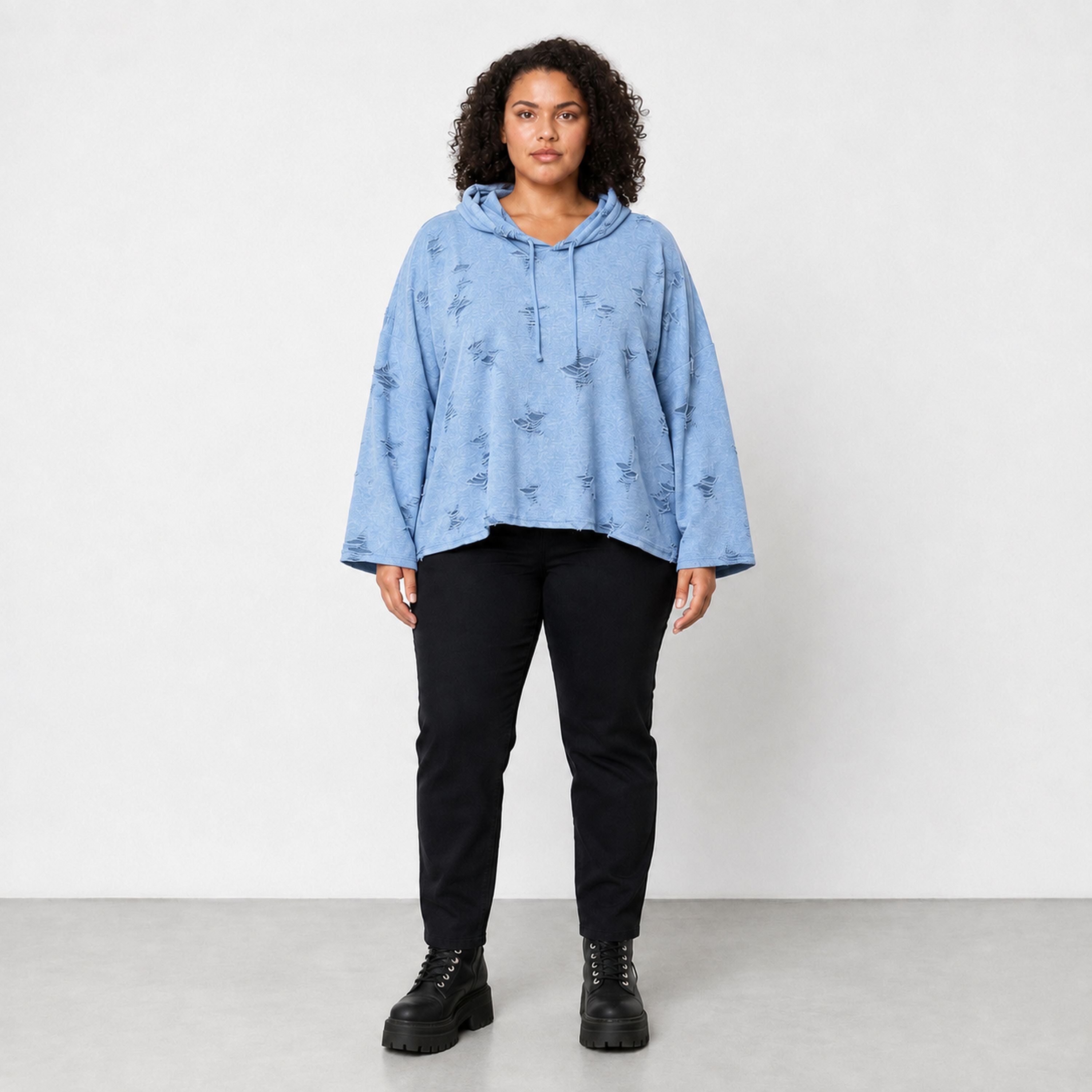 Papita · Hoody · DestroyedStar · 7253 · JeansBlue