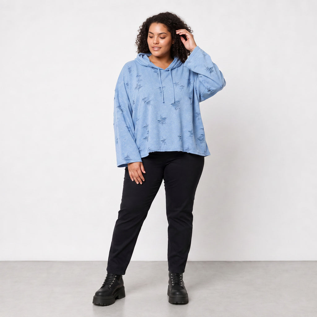 Papita · Hoody · DestroyedStar · 7253 · JeansBlue