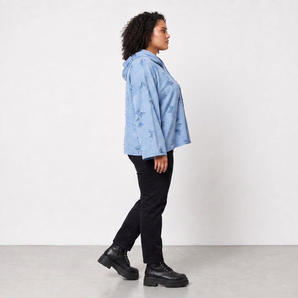 Papita · Hoody · DestroyedStar · 7253 · JeansBlue