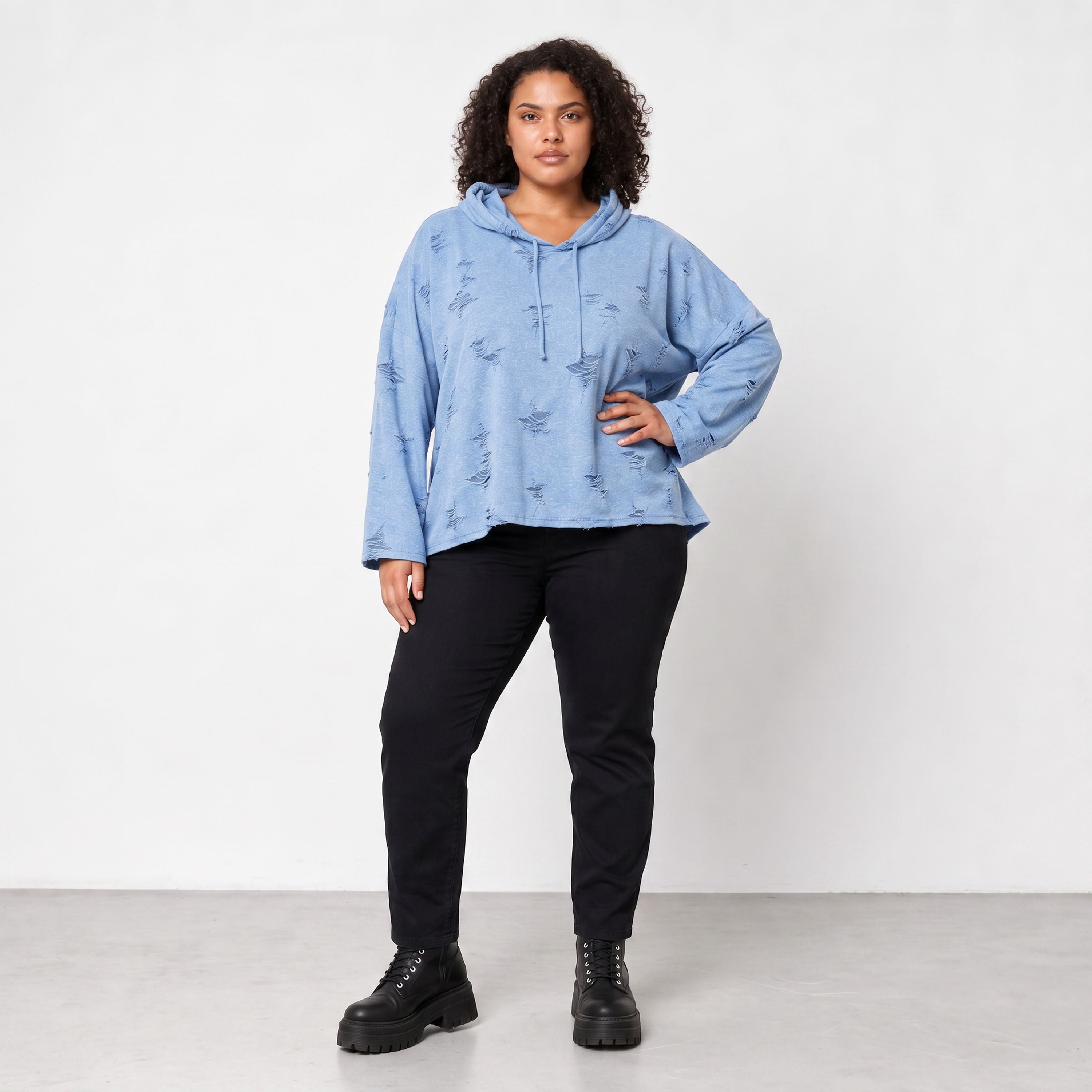 Papita · Hoody · DestroyedStar · 7253 · JeansBlue