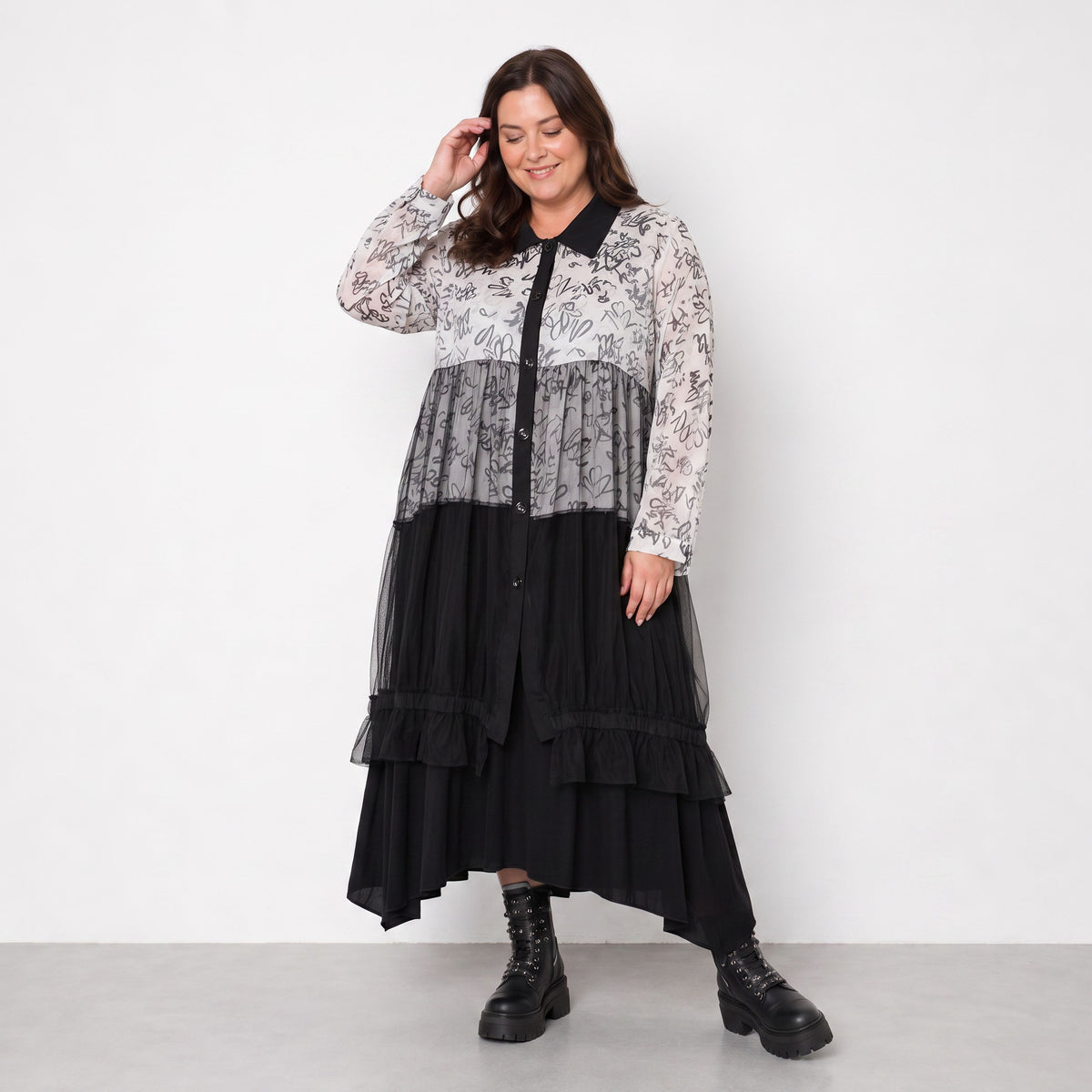 AKH Premium · Blouse · Divina · 7136 · White/Grey