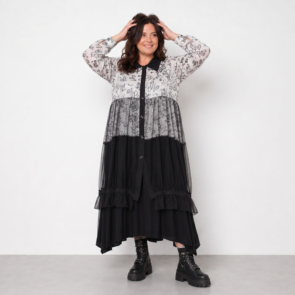 AKH Premium · Blouse · Divina · 7136 · White/Grey