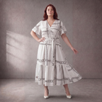 Pomme Rouge · Kleid · C6552-1 · Geometrisch · Weiß/Schwarz