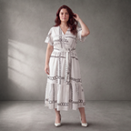 Pomme Rouge · Kleid · C6552-1 · Geometrisch · Weiß/Schwarz