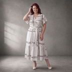 Pomme Rouge · Kleid · C6552-1 · Geometrisch · Weiß/Schwarz