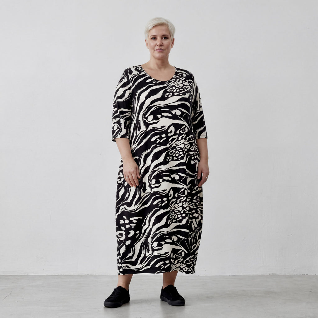 AKH 1926 Dress, Black-Ecru