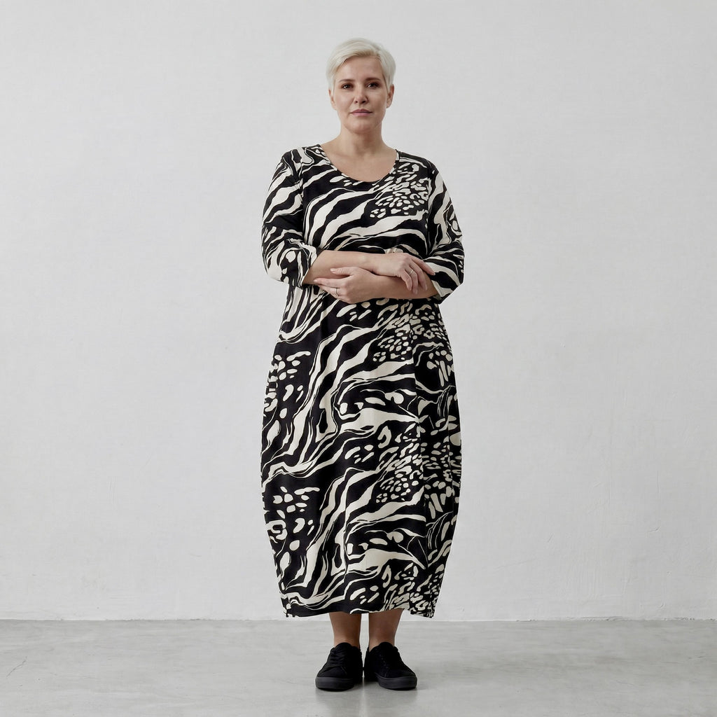 AKH 1926 Dress, Black-Ecru
