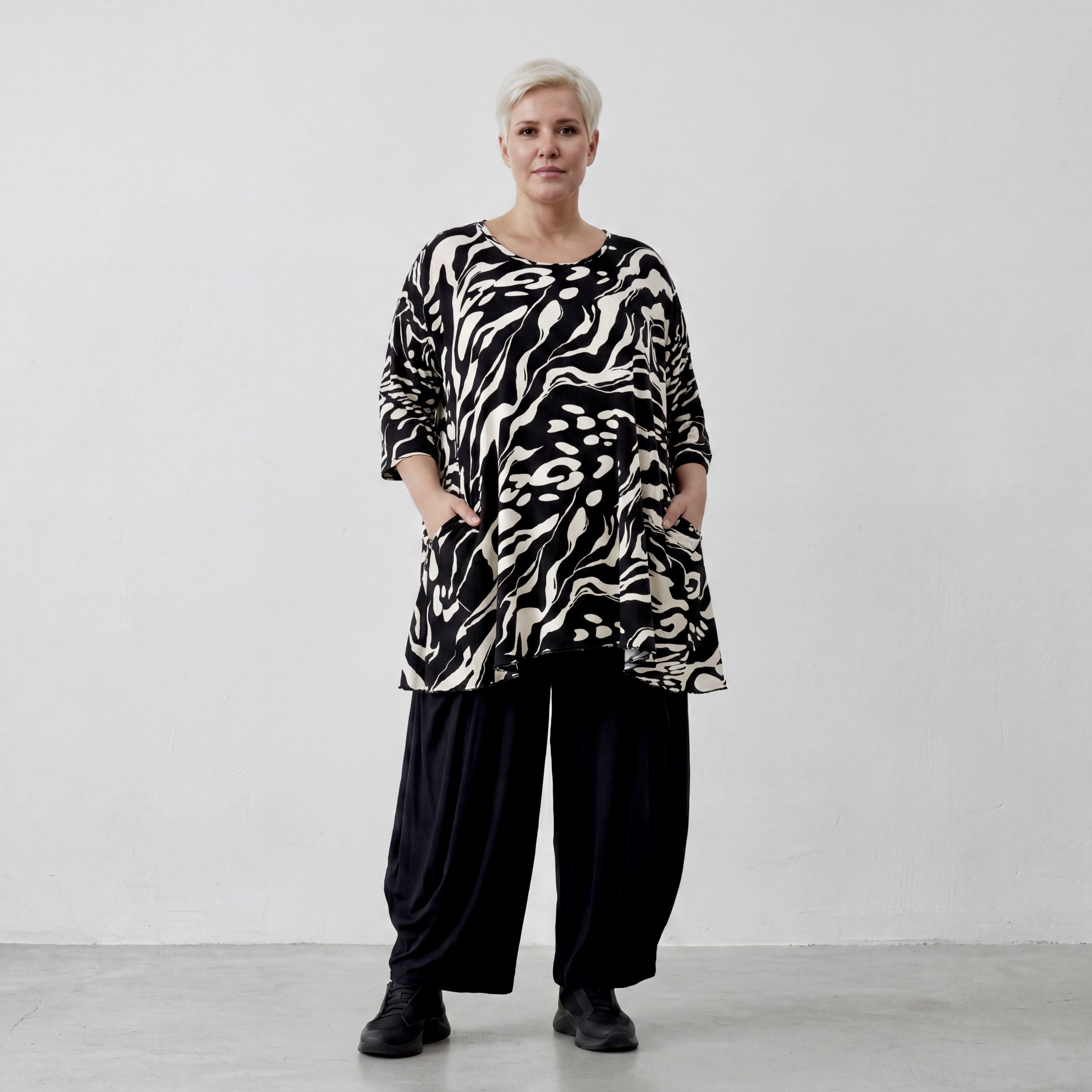 AKH Fashion Shirt 593 Evelyn, Schwarz/Ecru
