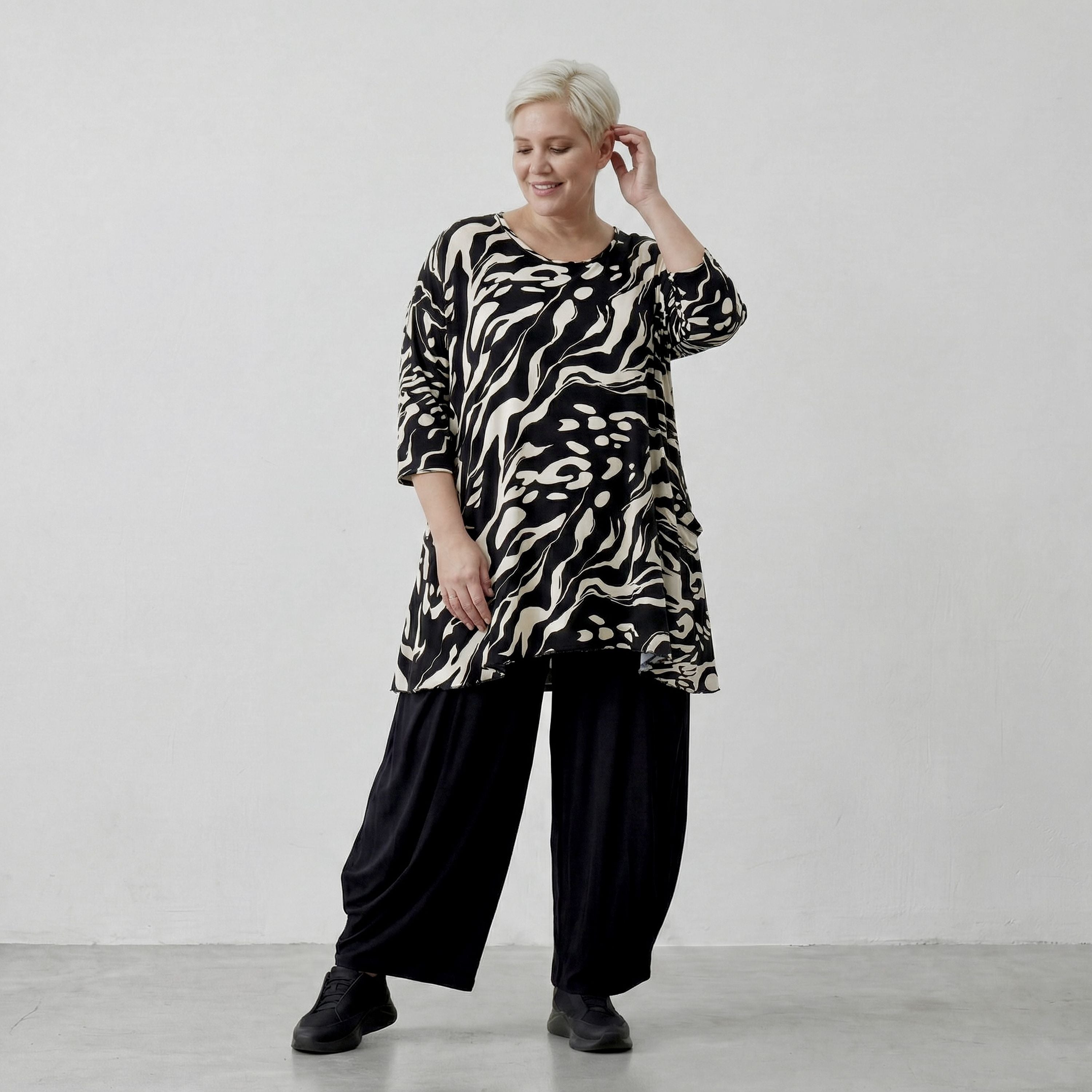 AKH Fashion Shirt 593 Evelyn, Schwarz/Ecru