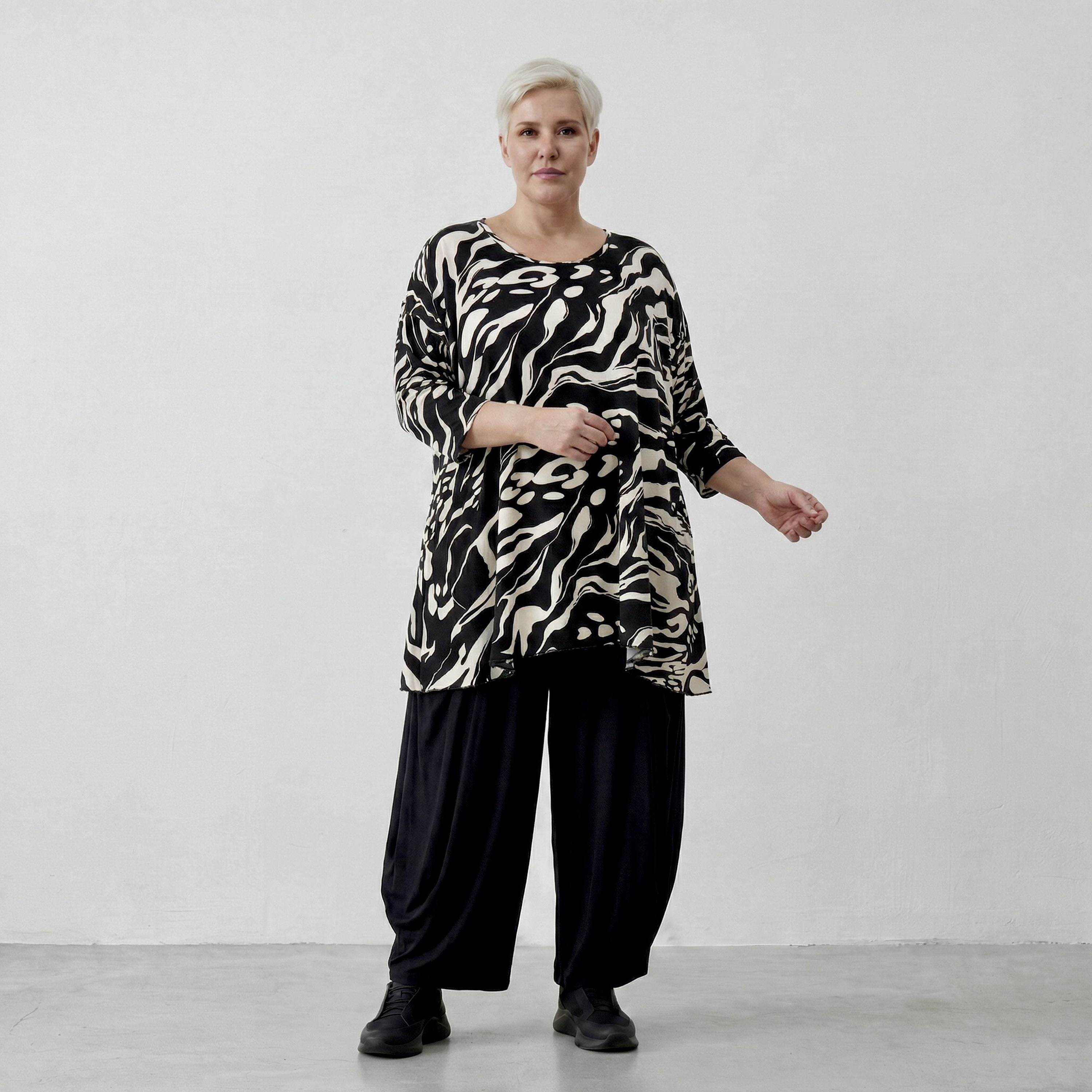 AKH Fashion Shirt 593 Evelyn, Schwarz/Ecru