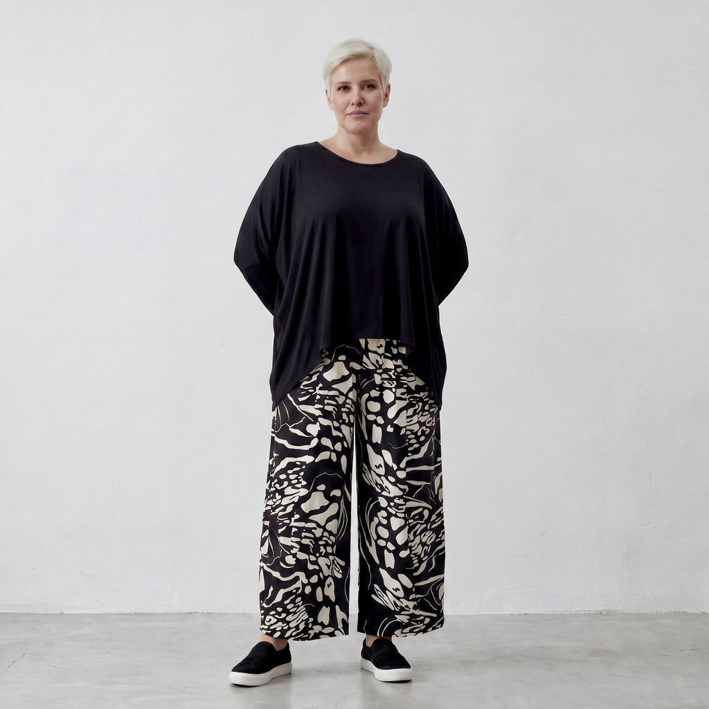 AKH 8069 Trousers, Black-Ecru