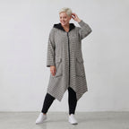 Leichter A-Linien-Mantel mit Kapuze im Crinkle-Look