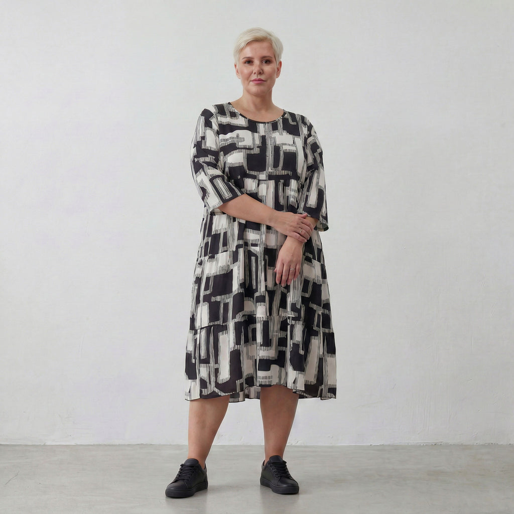 AKH Fashion Kleid 6698 Gissa, Schwarz/Weiß