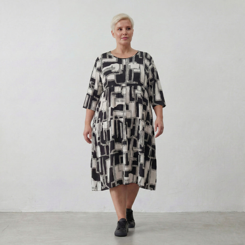 AKH Fashion Kleid 6698 Gissa, Schwarz/Weiß