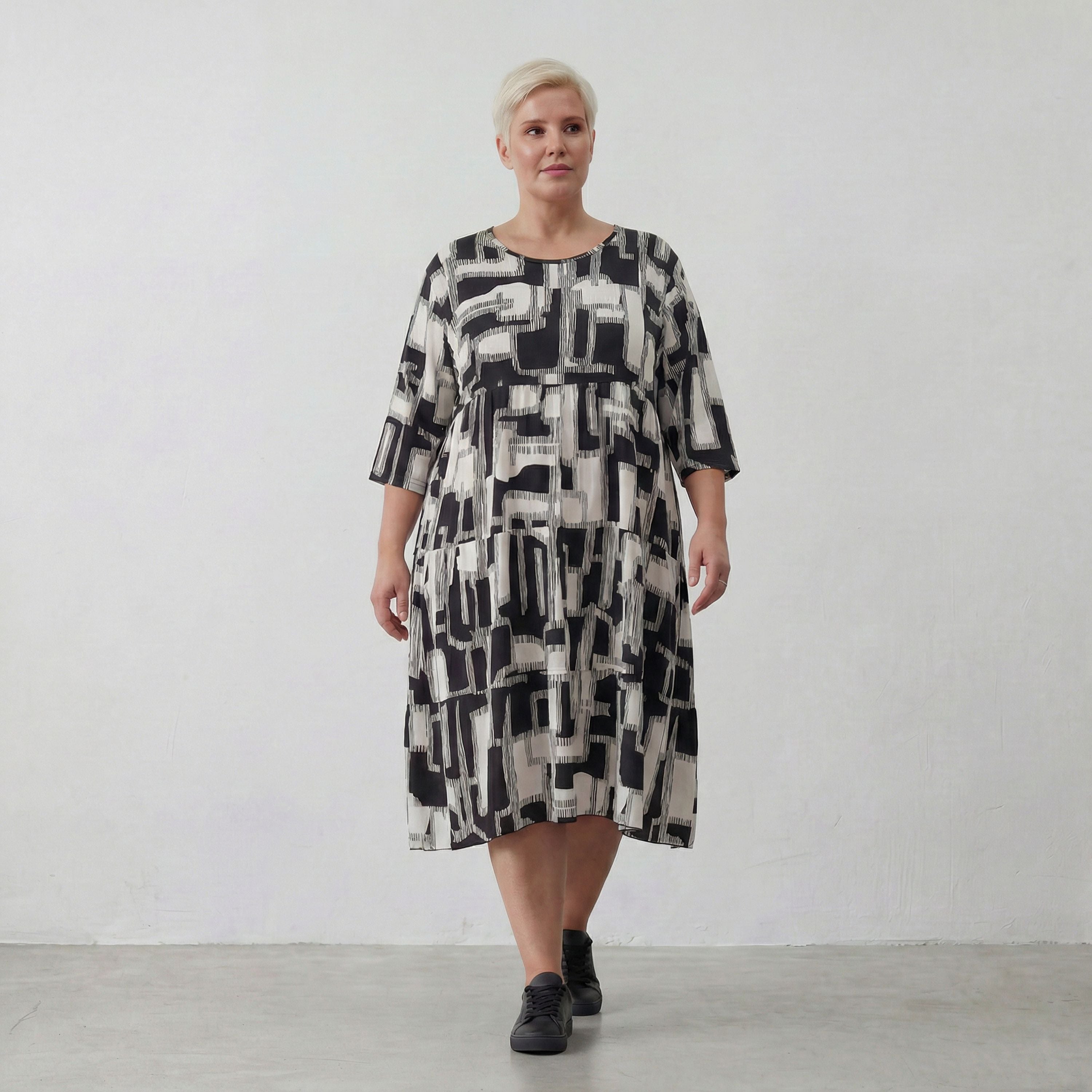 AKH Fashion Kleid 6698 Gissa, Schwarz/Weiß