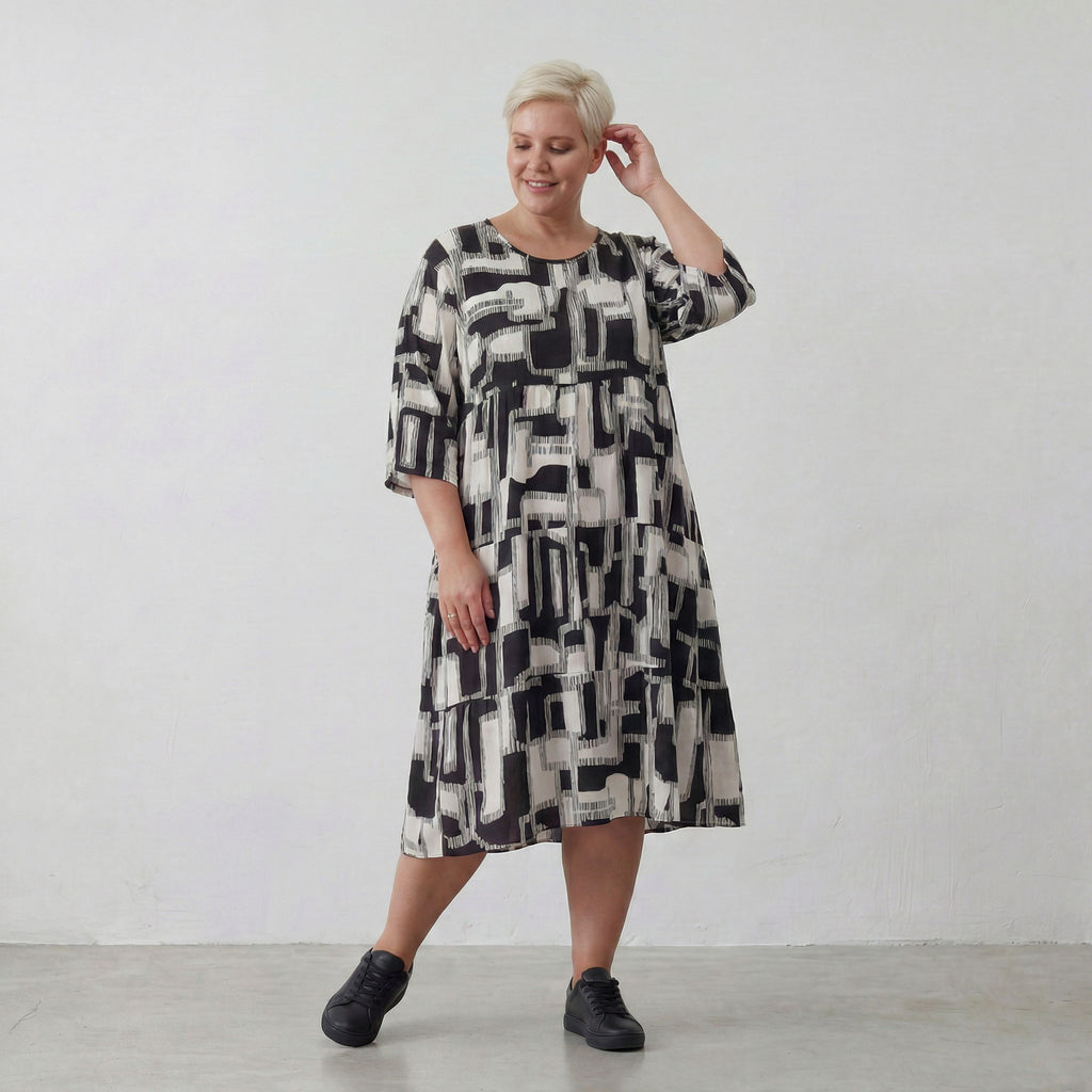 AKH Fashion Kleid 6698 Gissa, Schwarz/Weiß