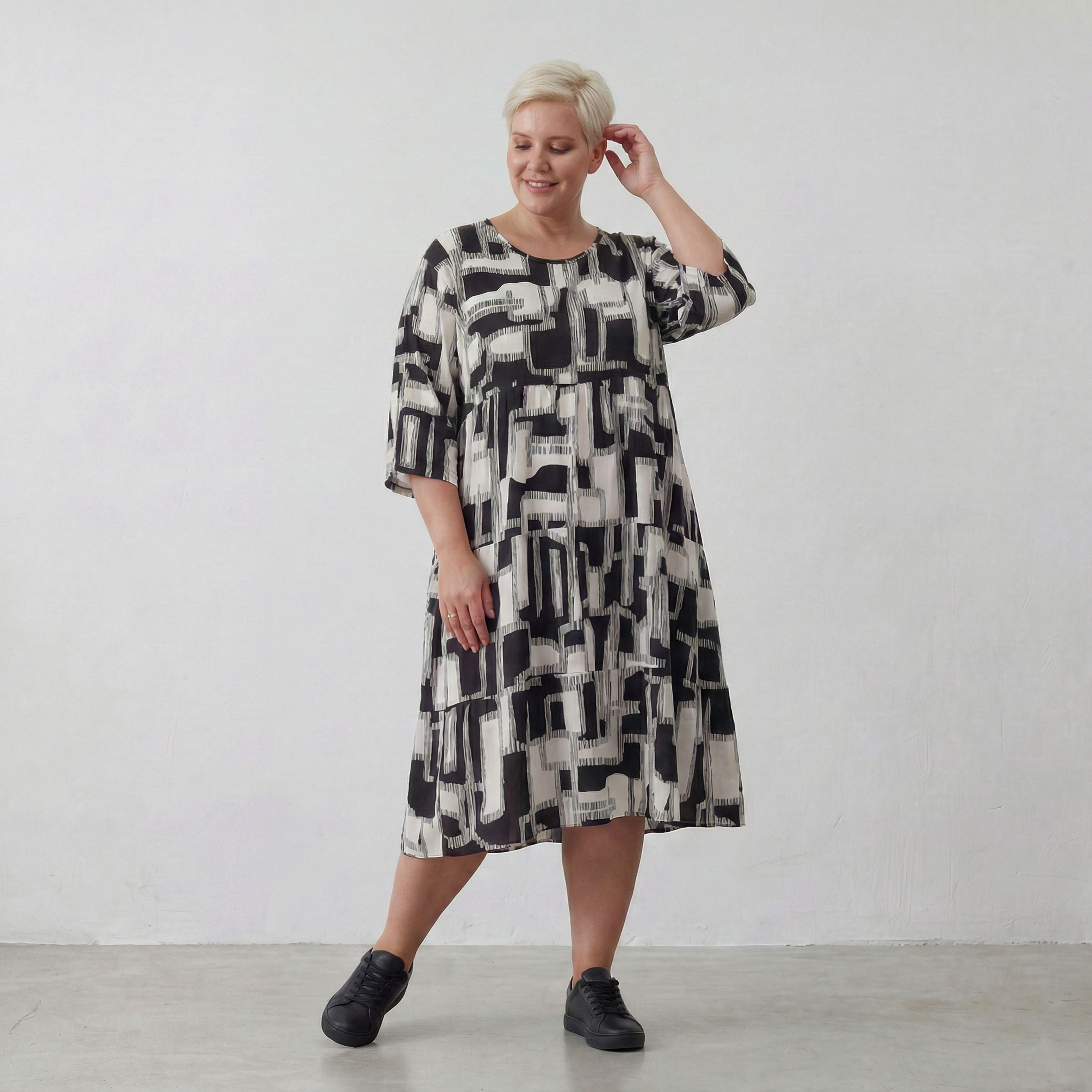 AKH Fashion Kleid 6698 Gissa, Schwarz/Weiß