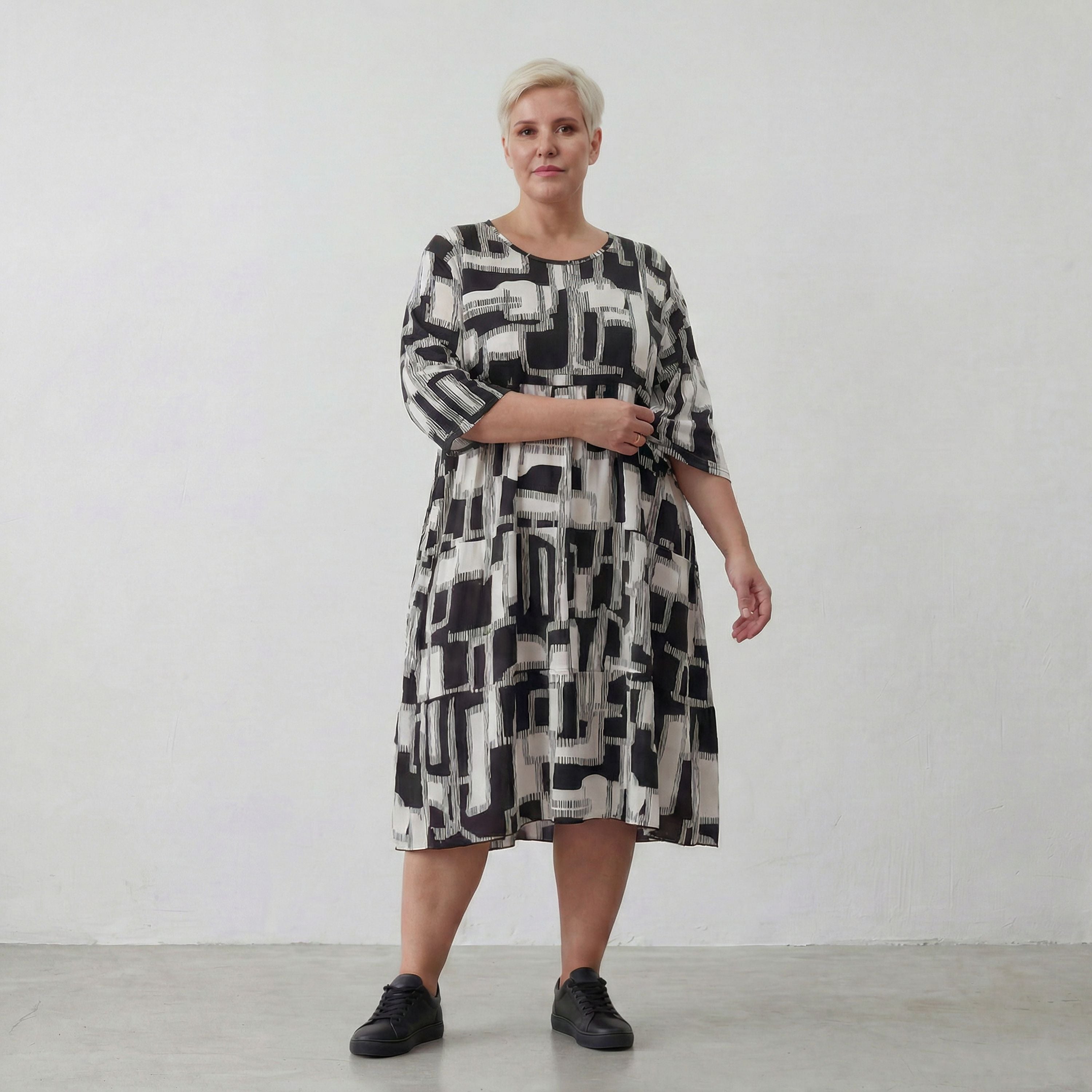 AKH Fashion Kleid 6698 Gissa, Schwarz/Weiß