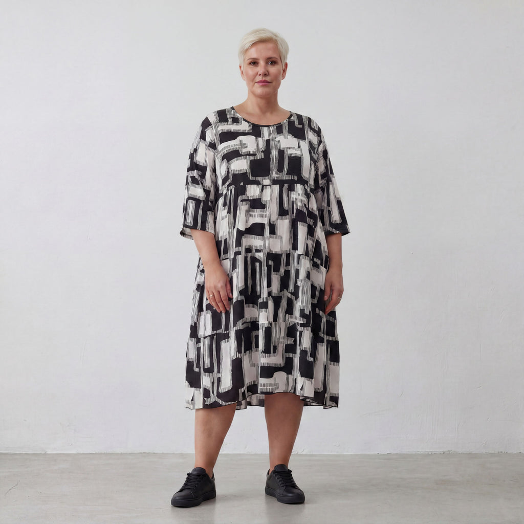 AKH Fashion Kleid 6698 Gissa, Schwarz/Weiß