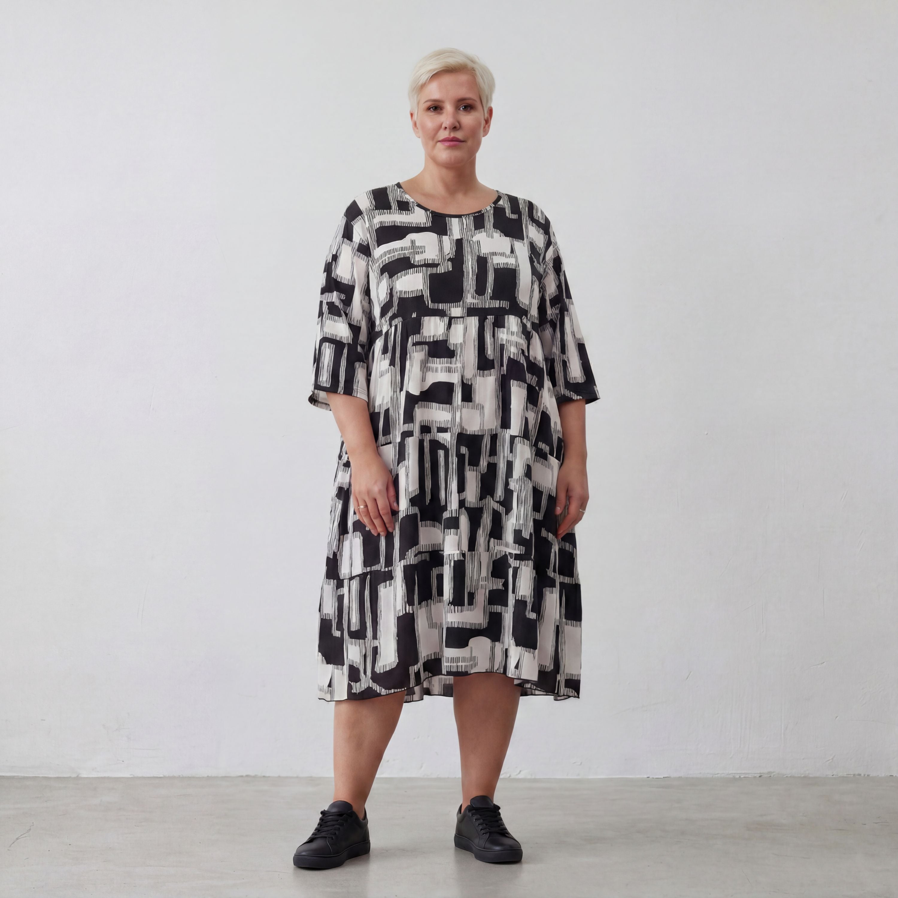 AKH Fashion Kleid 6698 Gissa, Schwarz/Weiß