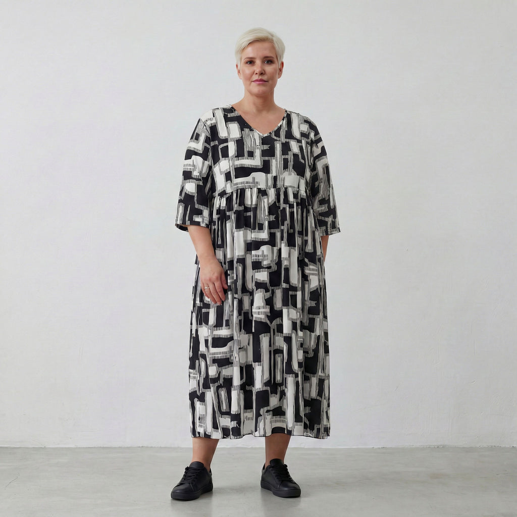 AKH Fashion Kleid 6948 Gissa, Schwarz/Weiß