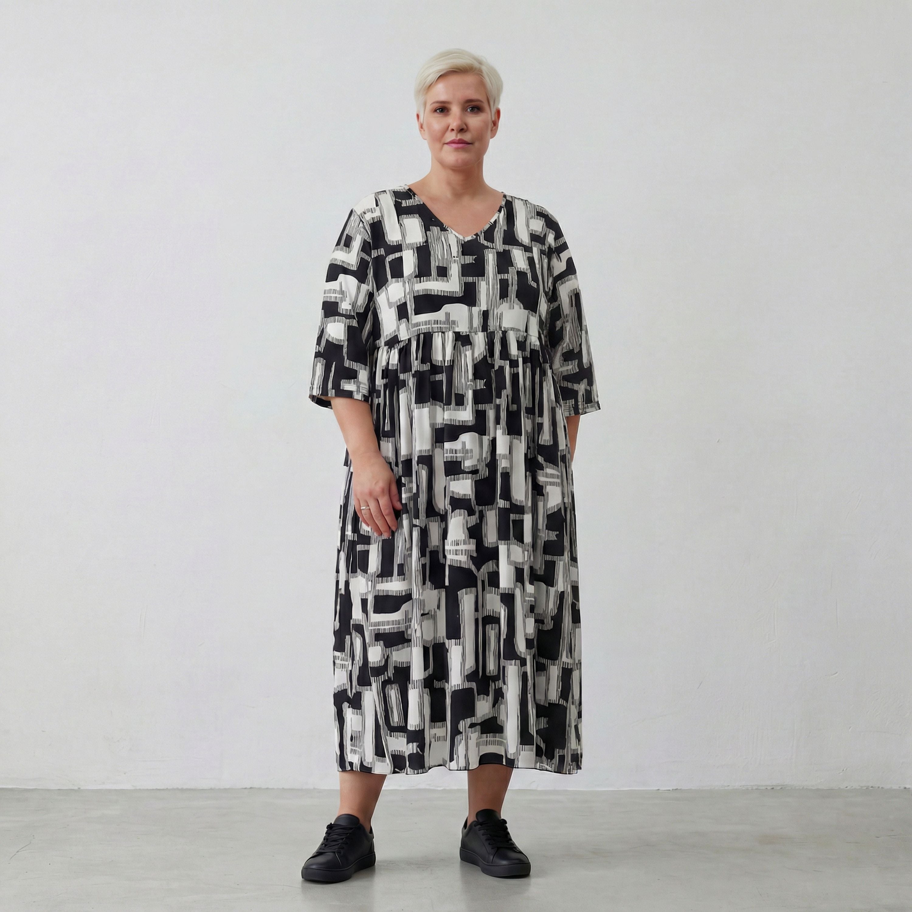 AKH Fashion Kleid 6948 Gissa, Schwarz/Weiß