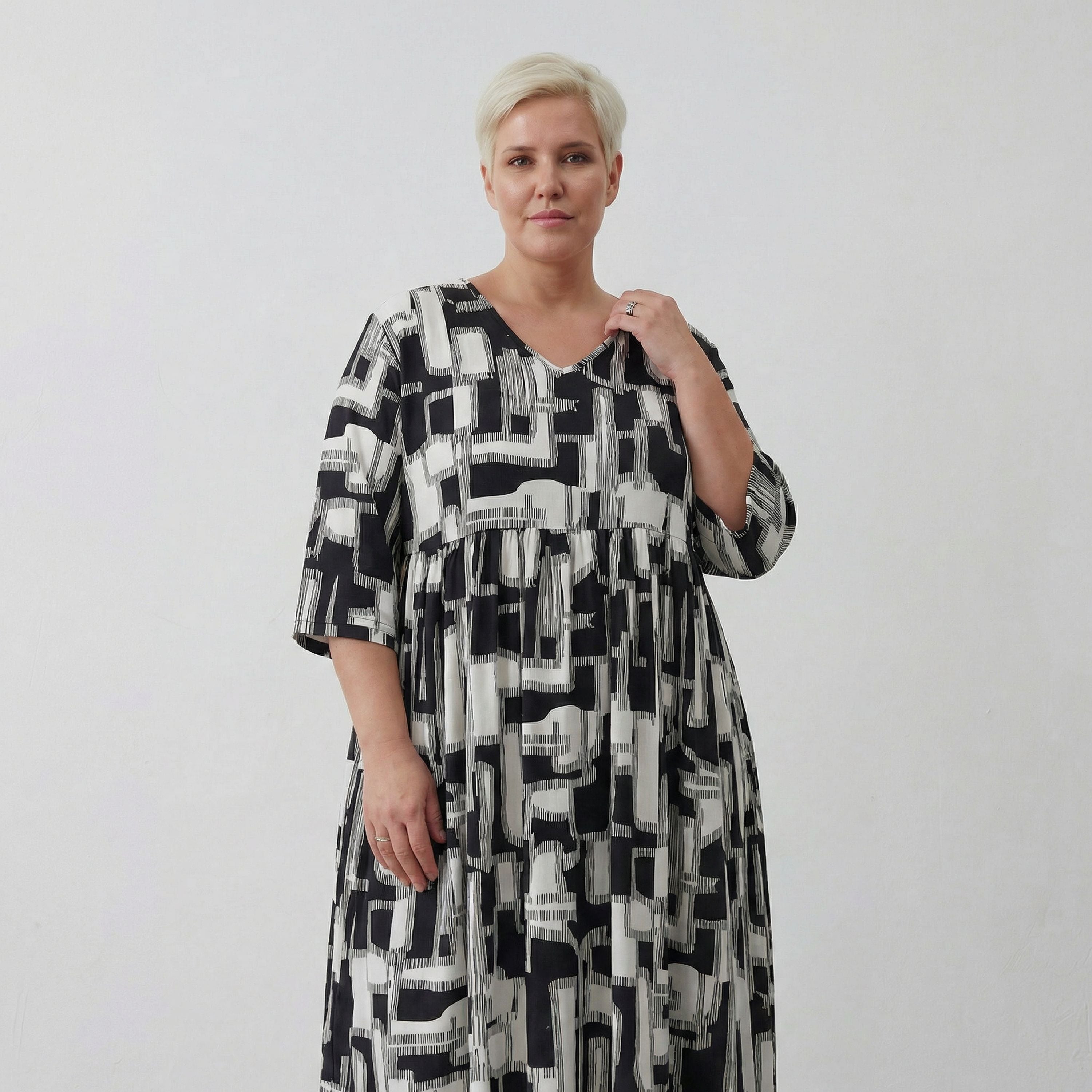 AKH Fashion Kleid 6948 Gissa, Schwarz/Weiß