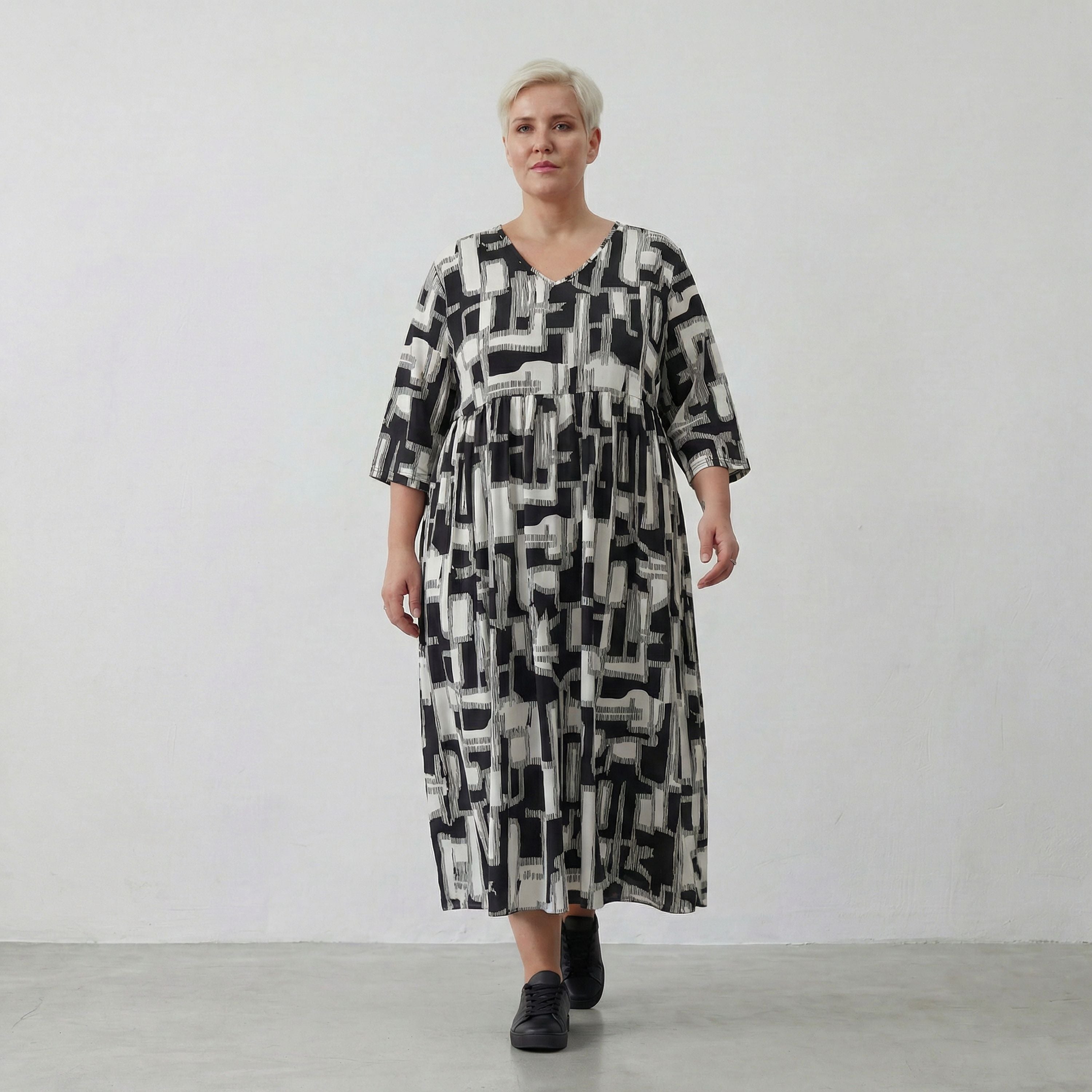 AKH Fashion Kleid 6948 Gissa, Schwarz/Weiß