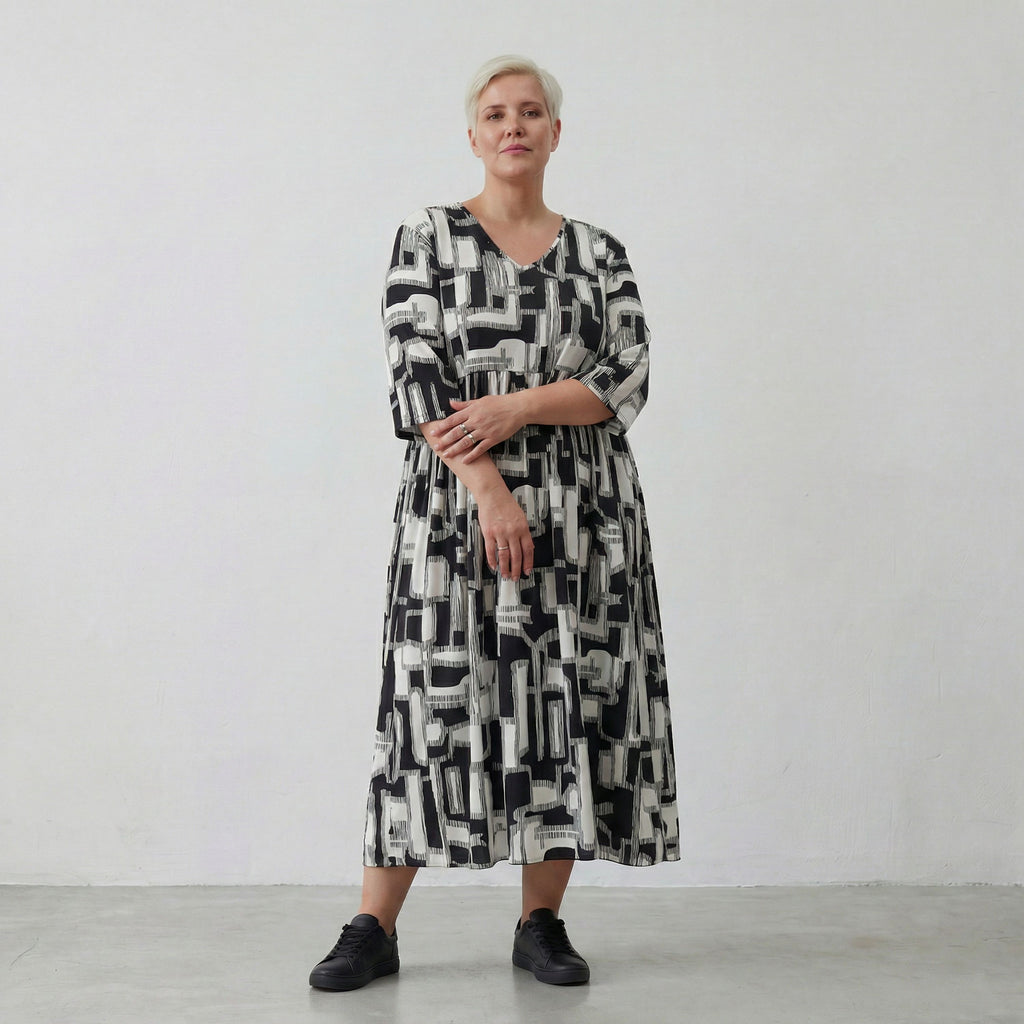 AKH Fashion Kleid 6948 Gissa, Schwarz/Weiß