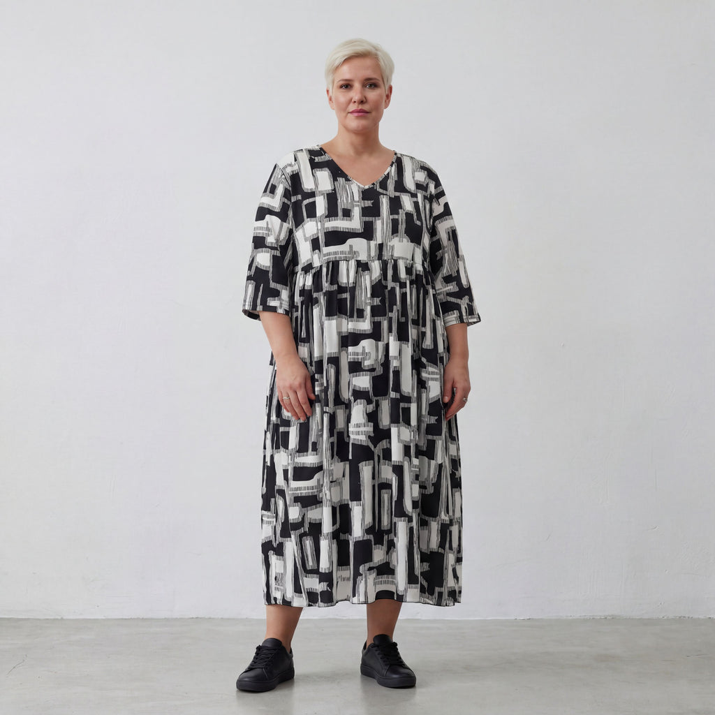 AKH Fashion Kleid 6948 Gissa, Schwarz/Weiß