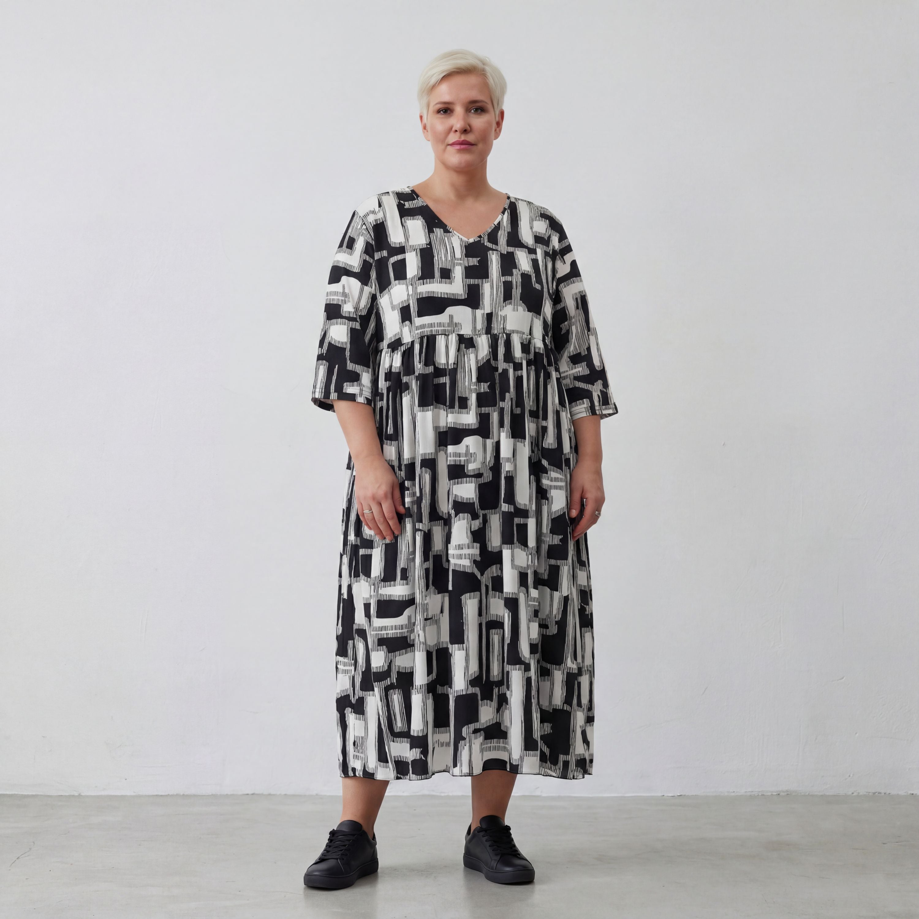 AKH Fashion Kleid 6948 Gissa, Schwarz/Weiß