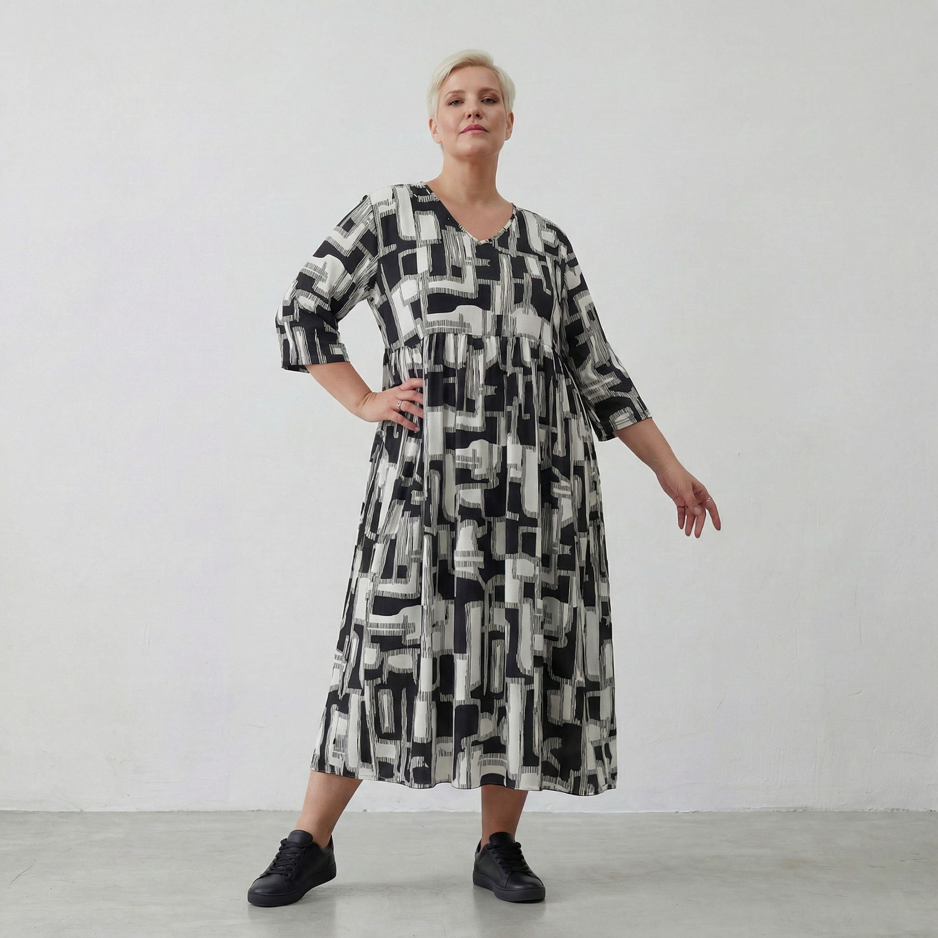 AKH Fashion Kleid 6948 Gissa, Schwarz/Weiß