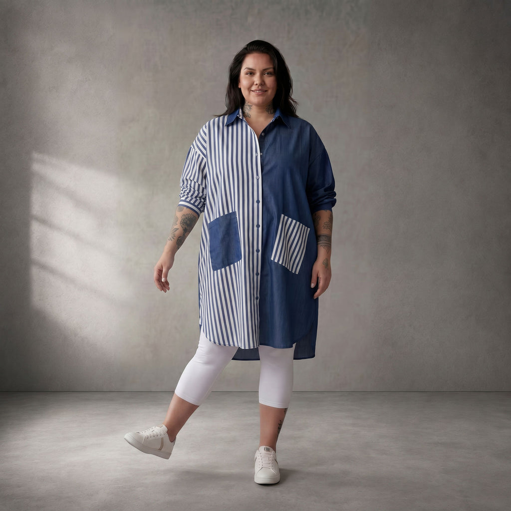 Funky Diva · Bluse · 10705 · Streifen · Blau/Weiss