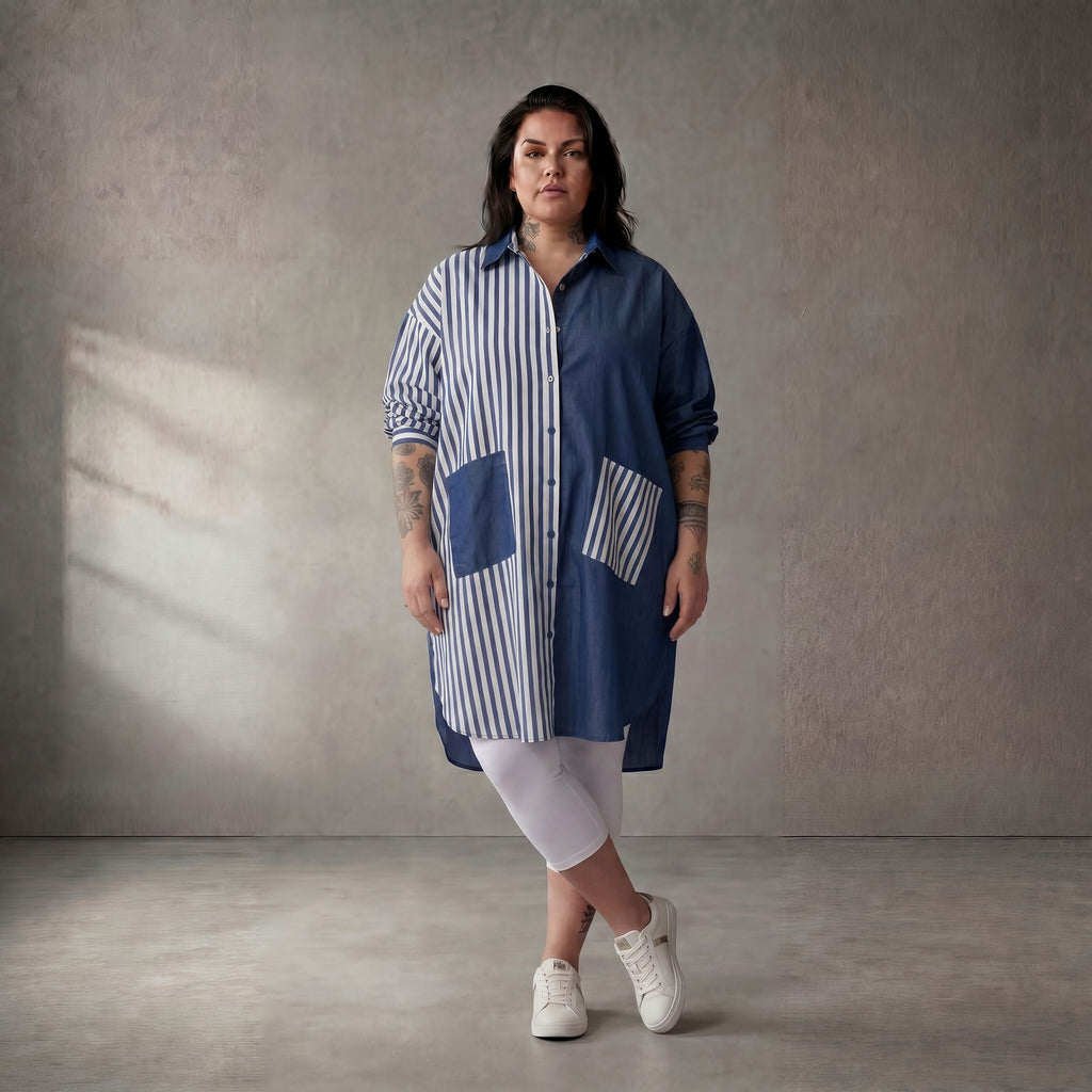 Funky Diva · Bluse · 10705 · Streifen · Blau/Weiss