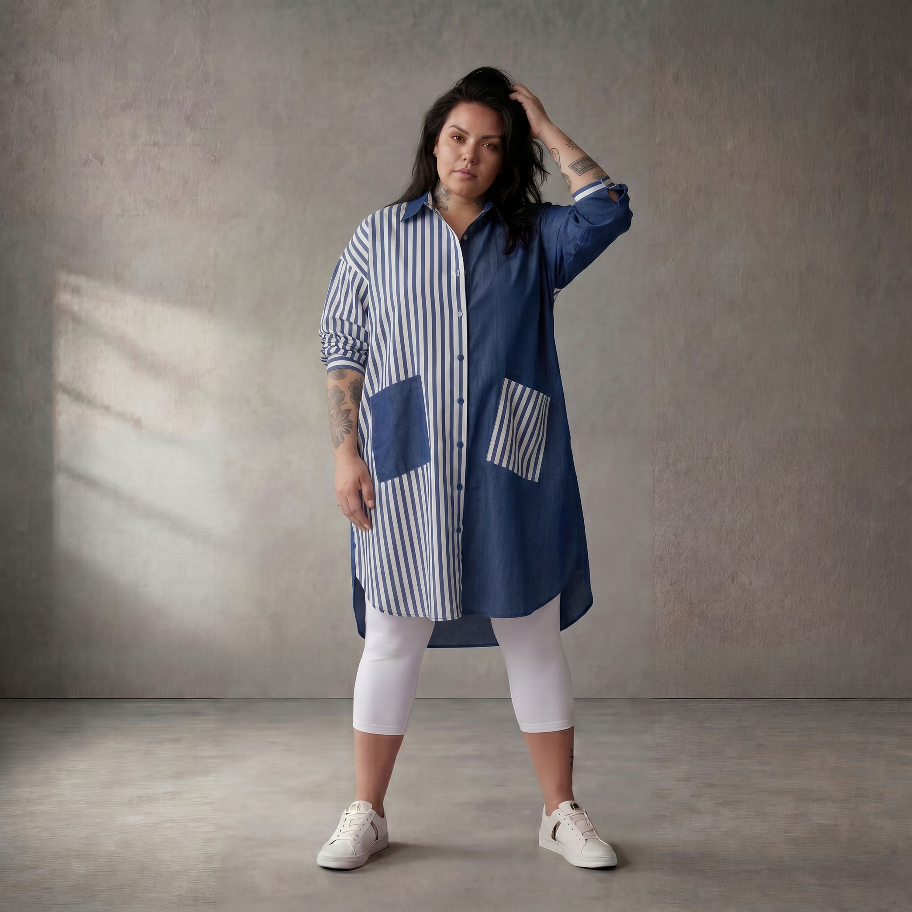 Funky Diva · Bluse · 10705 · Streifen · Blau/Weiss
