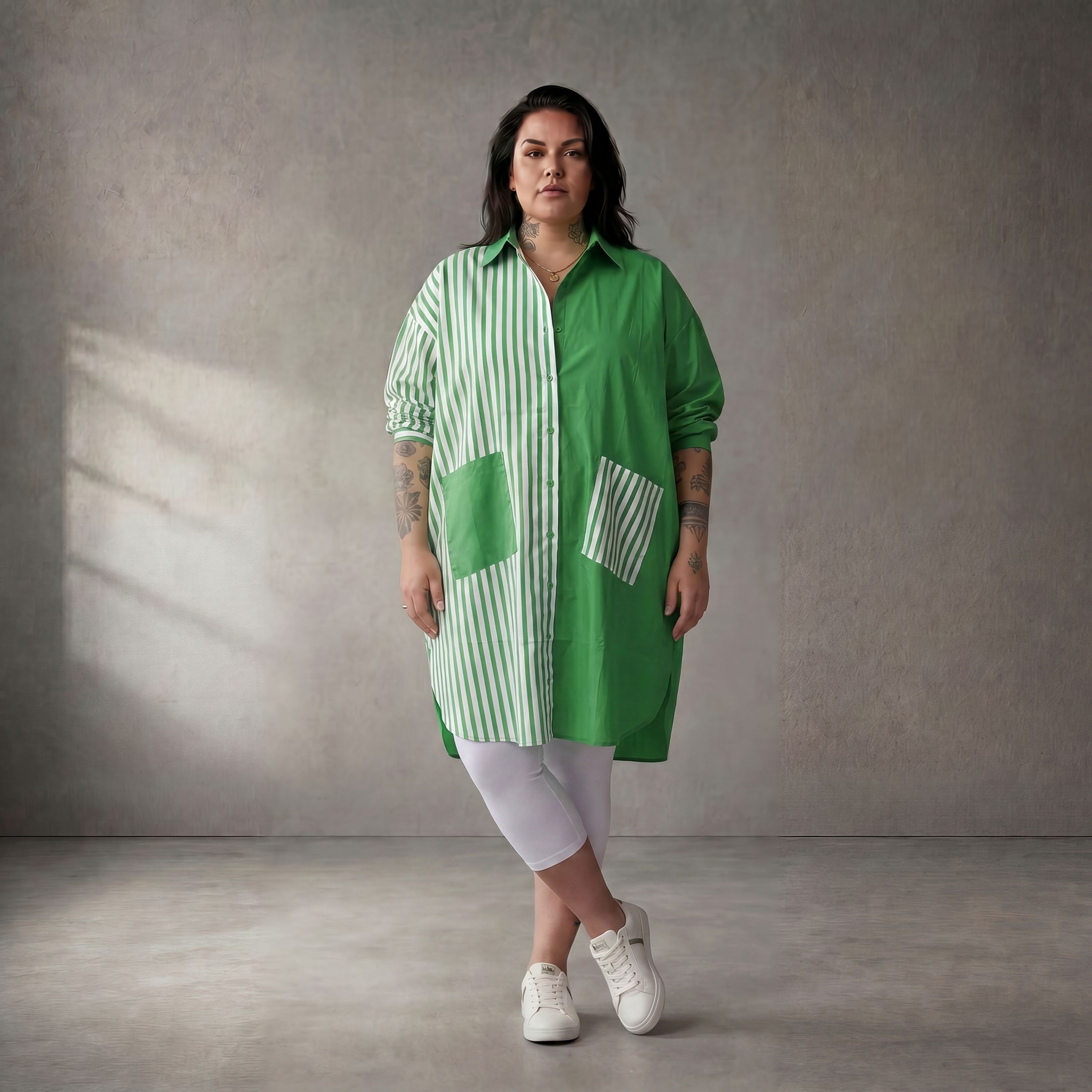 Funky Diva · Bluse · 10705 · Streifen · Grün/Weiß