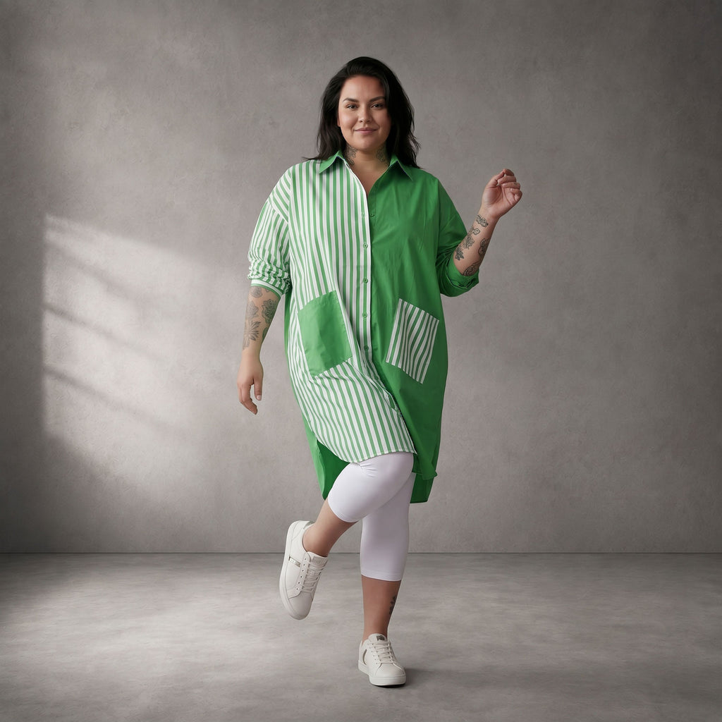 Funky Diva · Bluse · 10705 · Streifen · Grün/Weiß