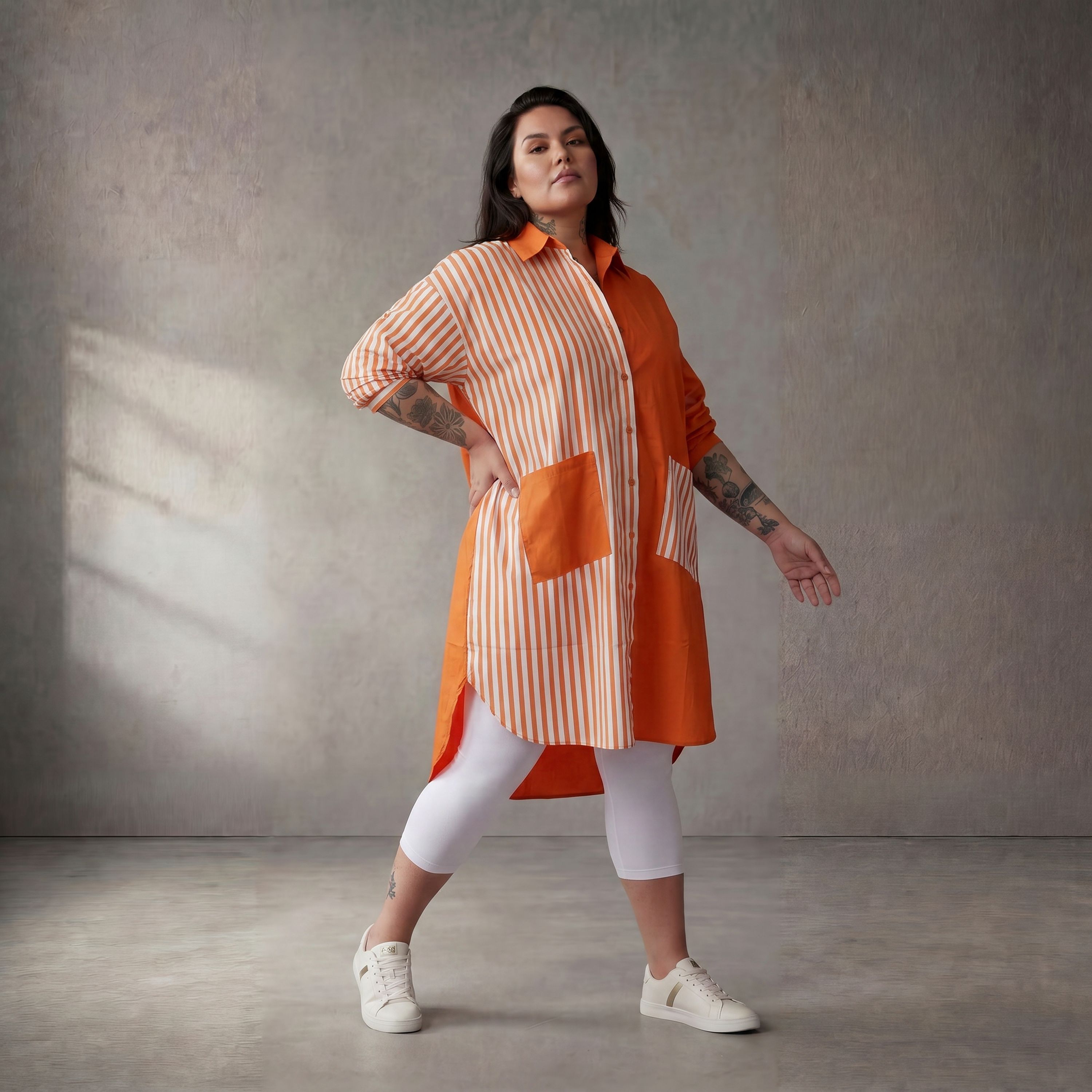 Funky Diva · Bluse · 10705 · Streifen · Orange/Weiß