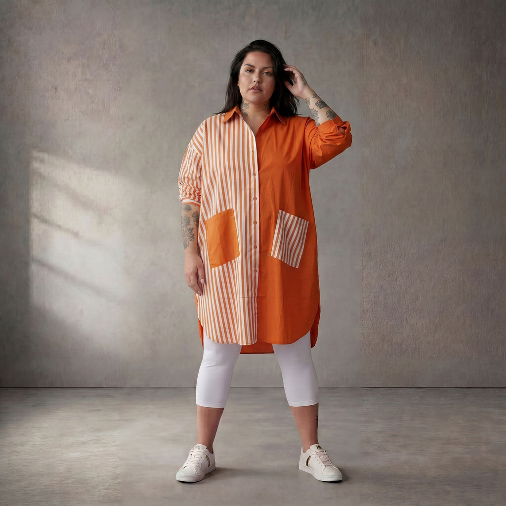 Funky Diva · Bluse · 10705 · Streifen · Orange/Weiß