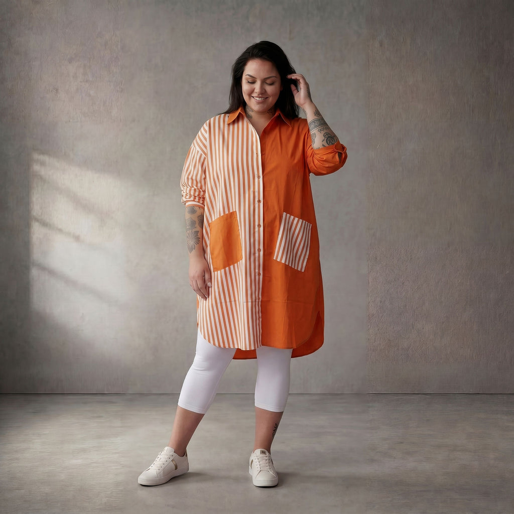 Funky Diva · Bluse · 10705 · Streifen · Orange/Weiß