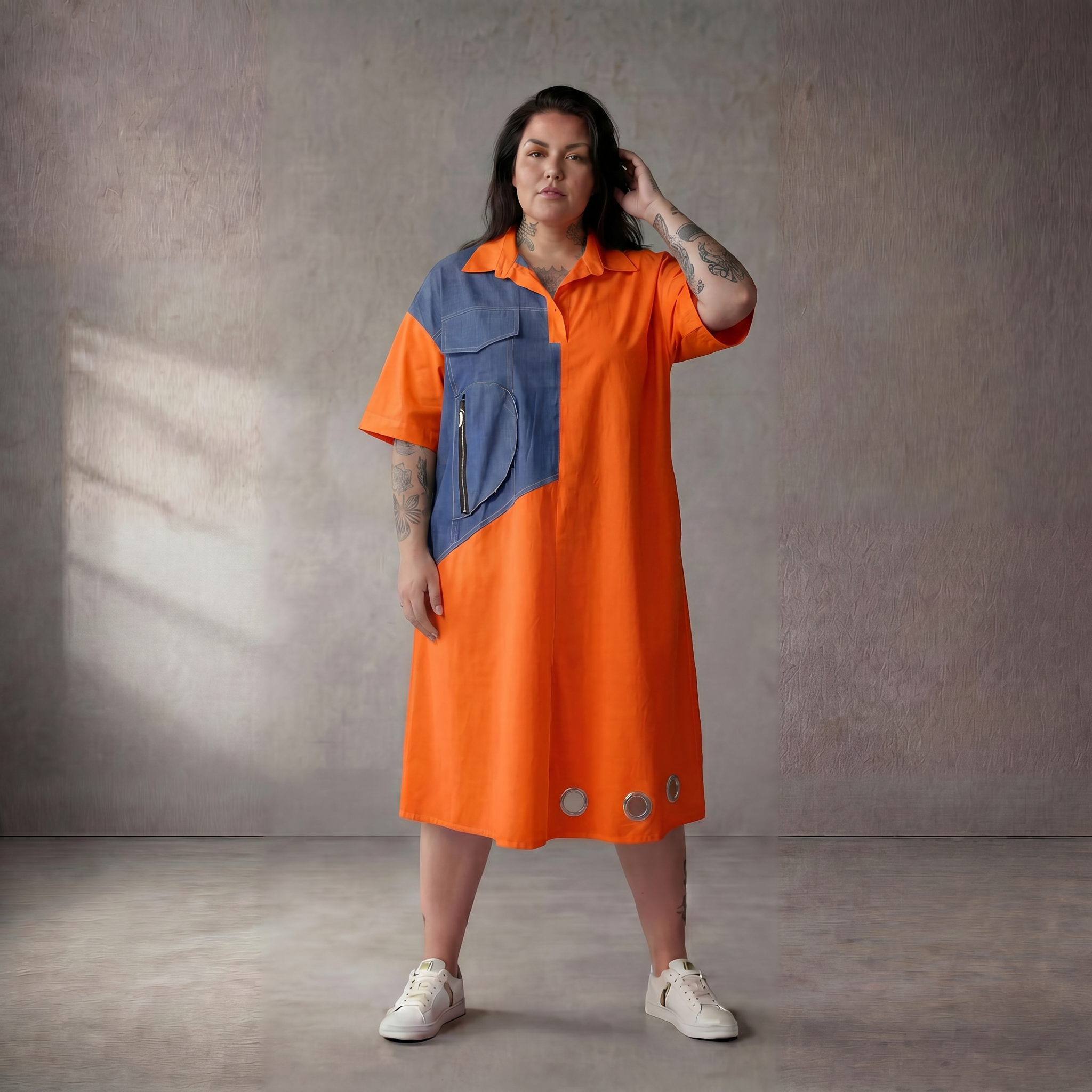 Funky Diva · Tunika · 10020 · Colorblock · Orange/Blau