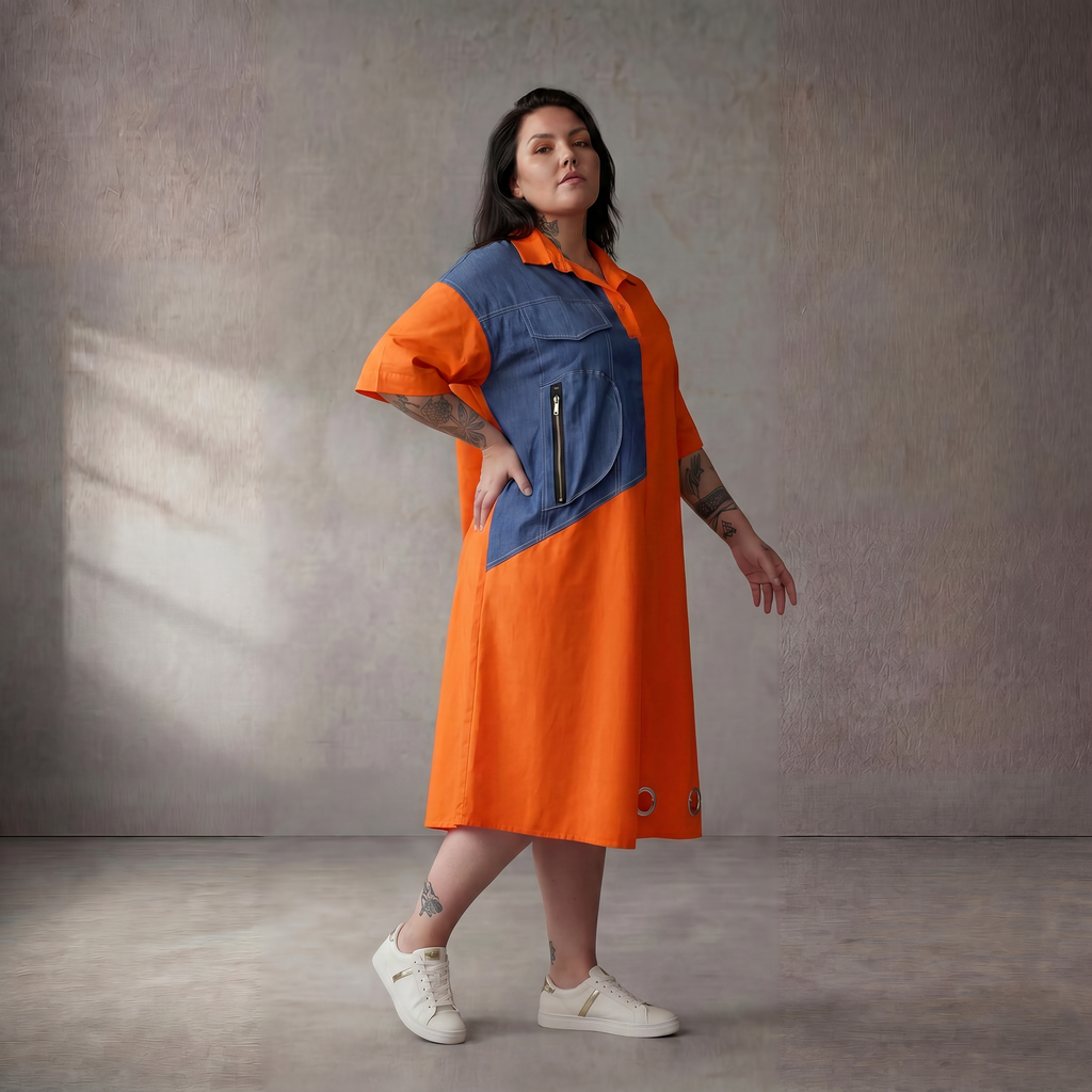 Funky Diva · Tunika · 10020 · Colorblock · Orange/Blau