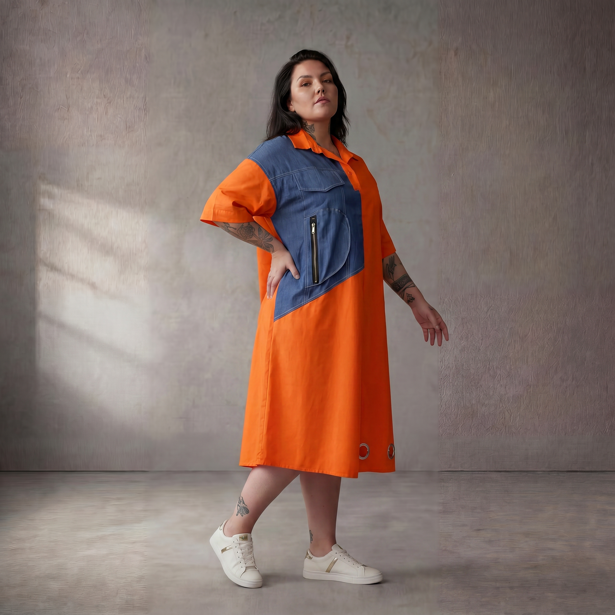 Funky Diva · Tunika · 10020 · Colorblock · Orange/Blau